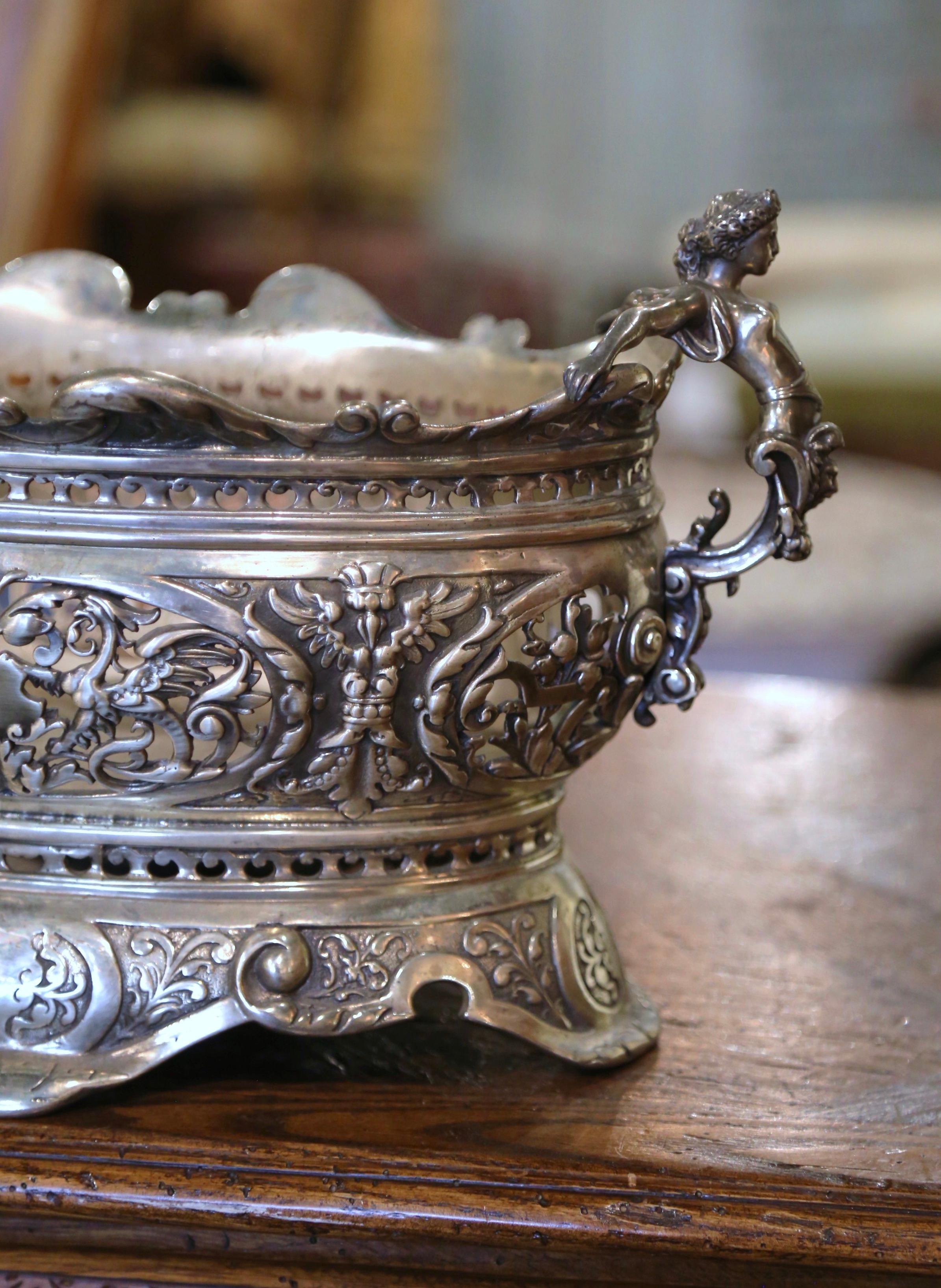 19th Century French Louis XV Silver Plated Bronze Oval Jardiniere  5