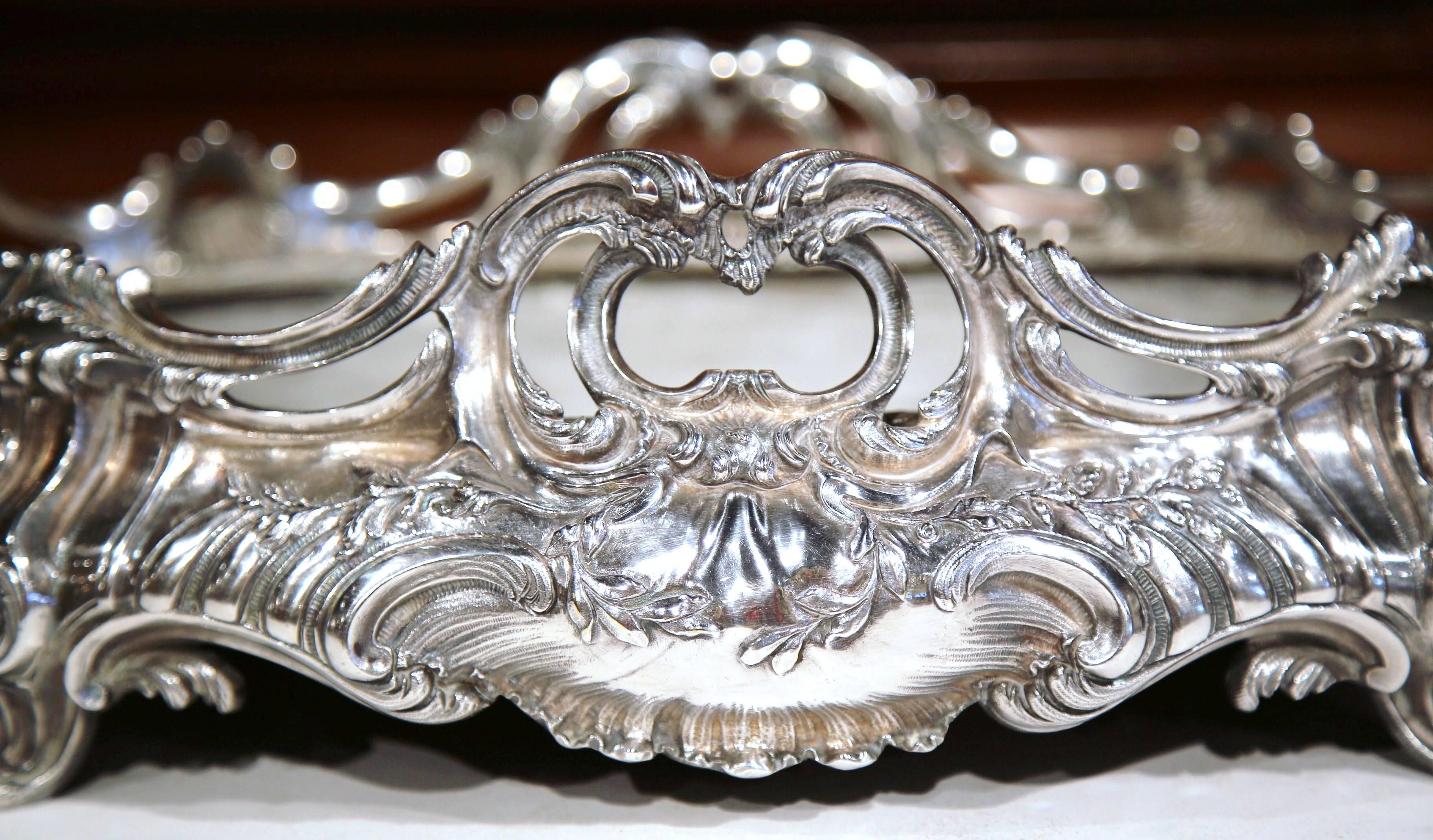 19th Century French Louis XV Silver Plated Oval Jardinière Center Piece 2