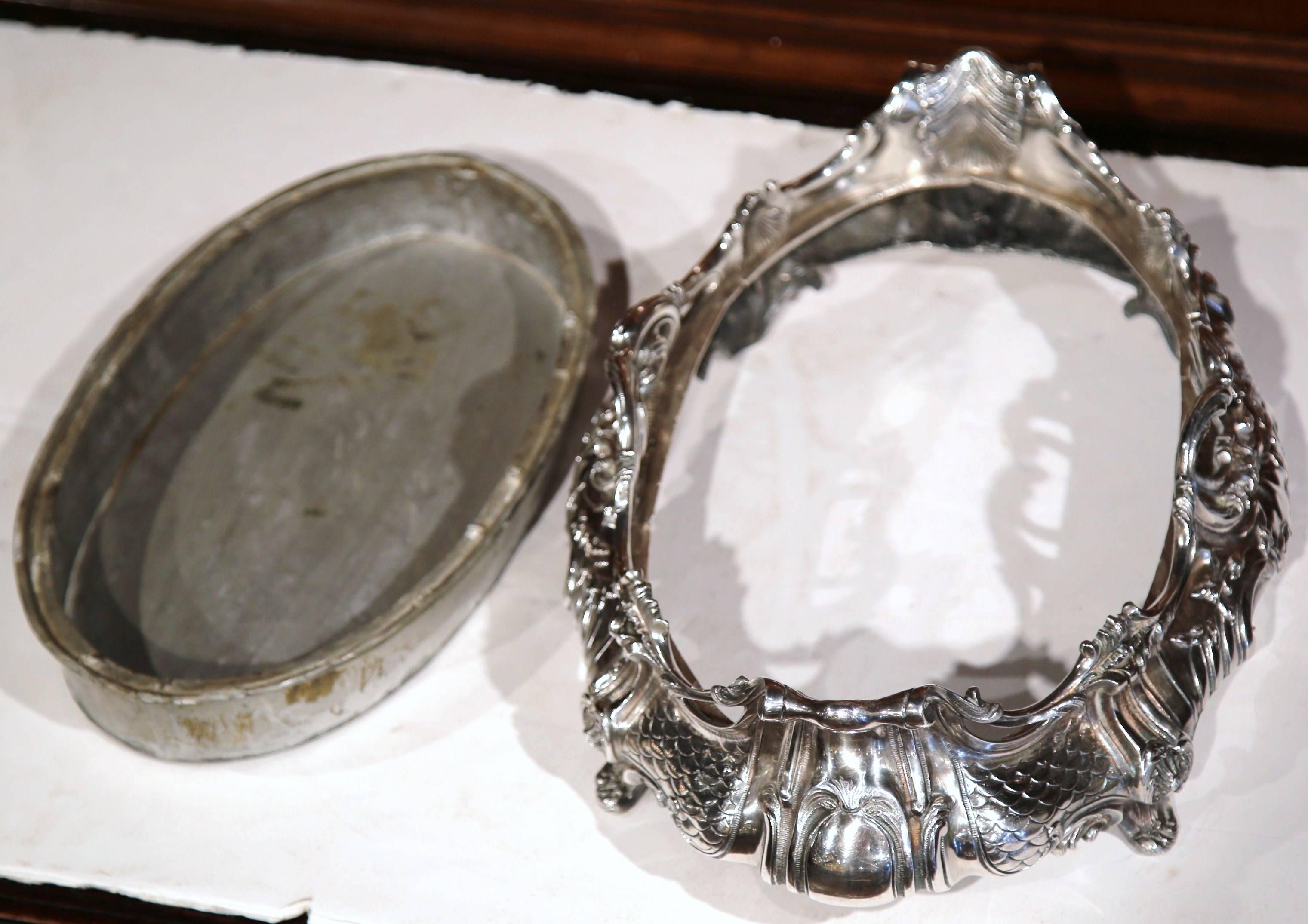 19th Century French Louis XV Silver Plated Oval Jardinière Center Piece 4