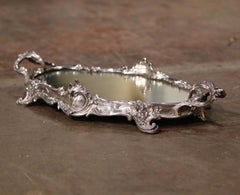 19th Century French Louis XV Silverplated Bronze Mirrored Plateau Table Surtout