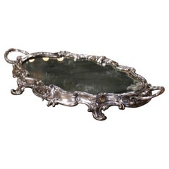 Versilberter über Bronze verspiegelter Platte „Surtout“ im französischen Louis-XV-Stil des 19. Jahrhunderts