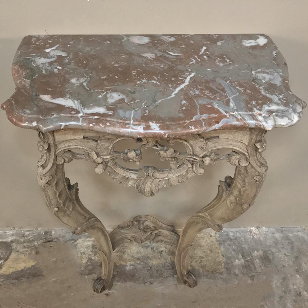 19th Century French Louis XV Stripped Marble Top Console 7