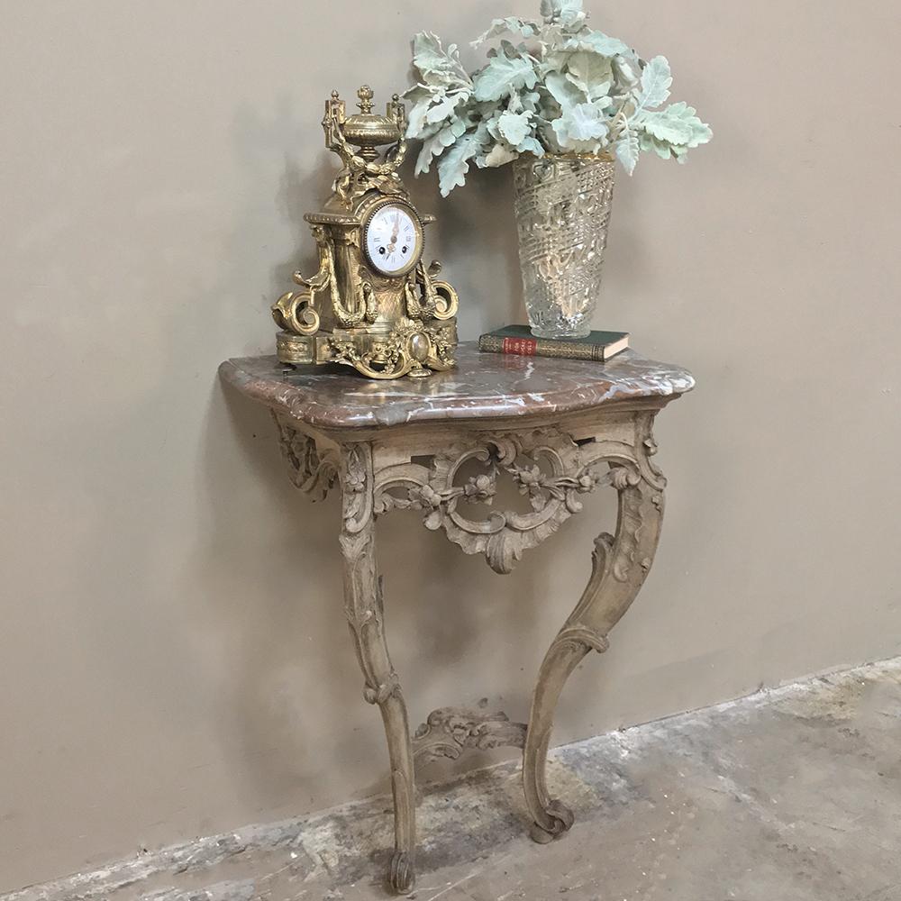 19th Century French Louis XV Stripped Marble Top Console 8
