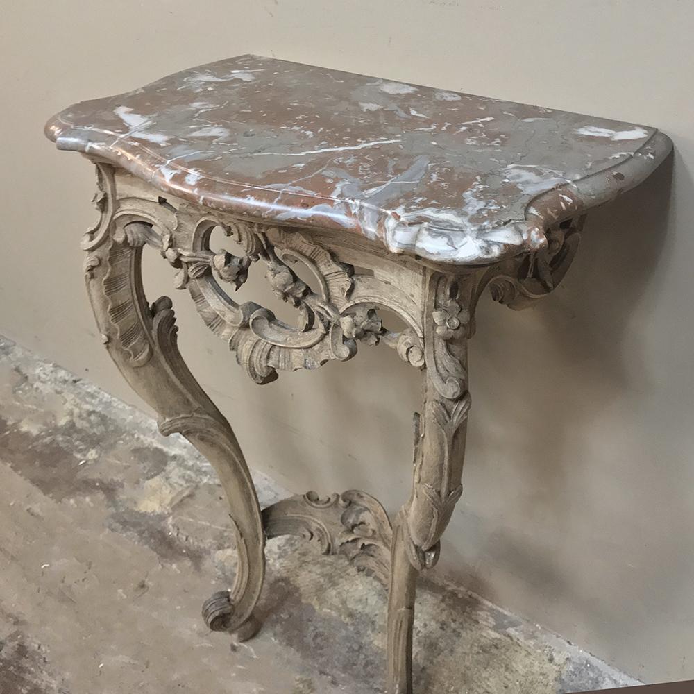 Late 19th Century 19th Century French Louis XV Stripped Marble Top Console
