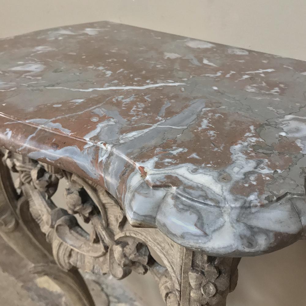 19th Century French Louis XV Stripped Marble Top Console 2