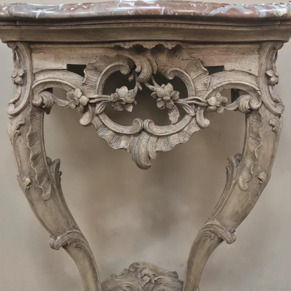 19th Century French Louis XV Stripped Marble Top Console 4