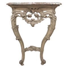 19th Century French Louis XV Stripped Marble Top Console