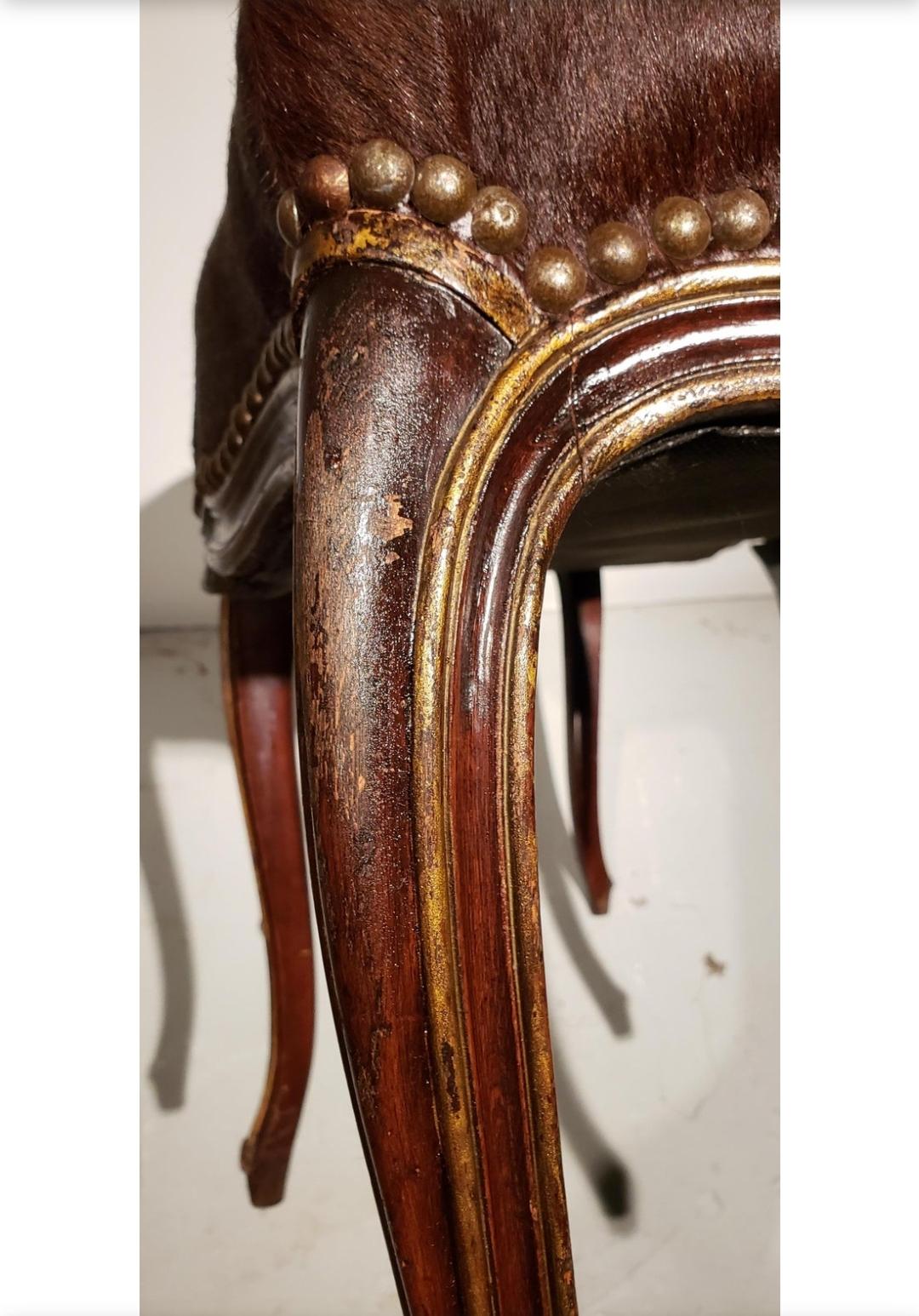Leather 19th Century French Louis XV Style Bench For Sale