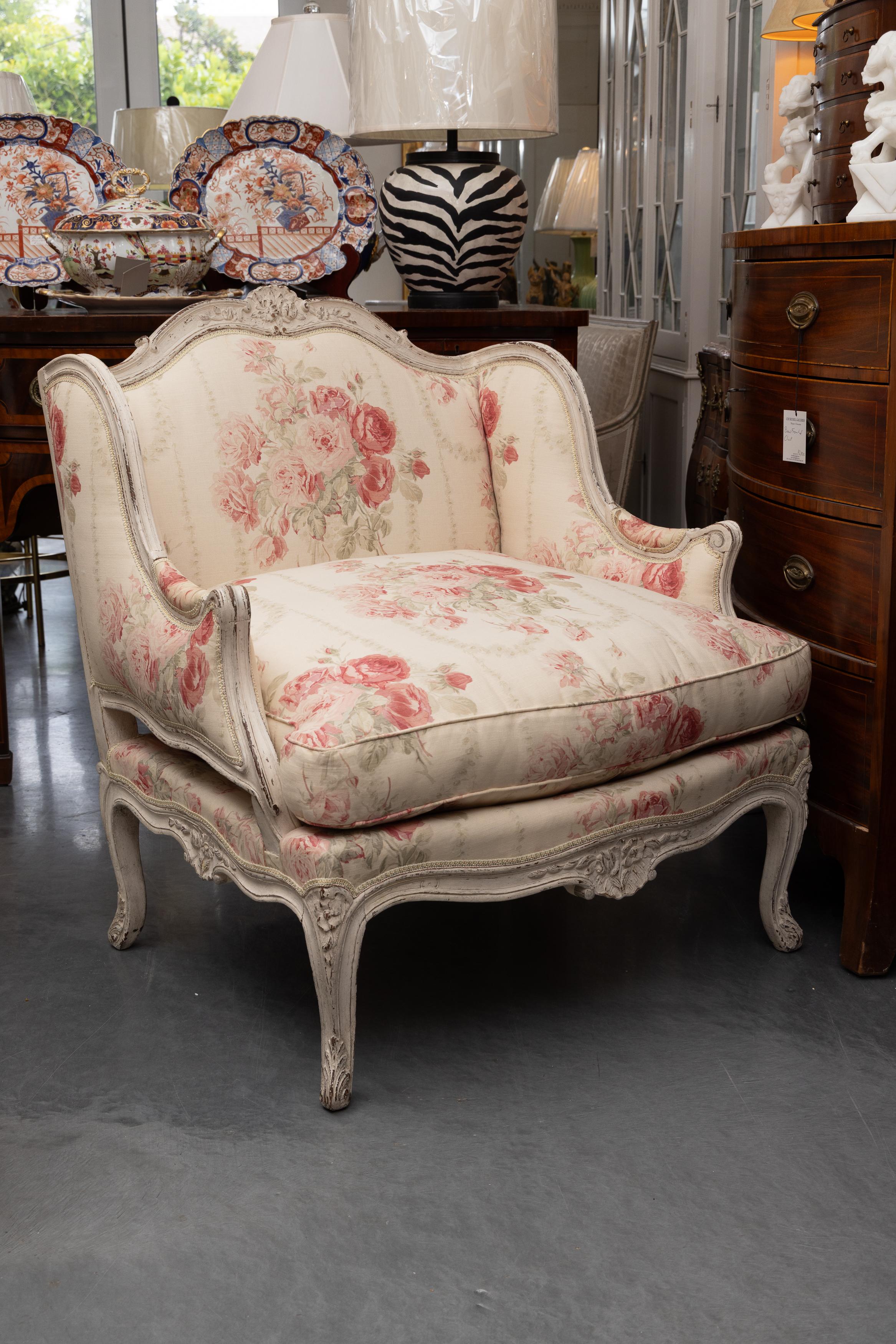 Bergere Francés del Siglo XIX Estilo Luis XV Casado con Taburete Estilo Luis XVI siglo XX en venta