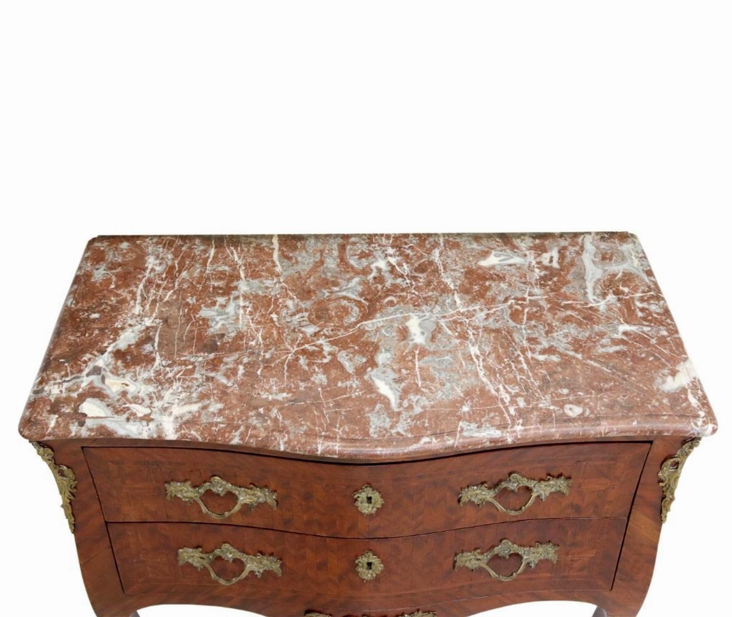 Bronze 19th Century French Louis XV Style Bombe Commode Sauteuse  For Sale