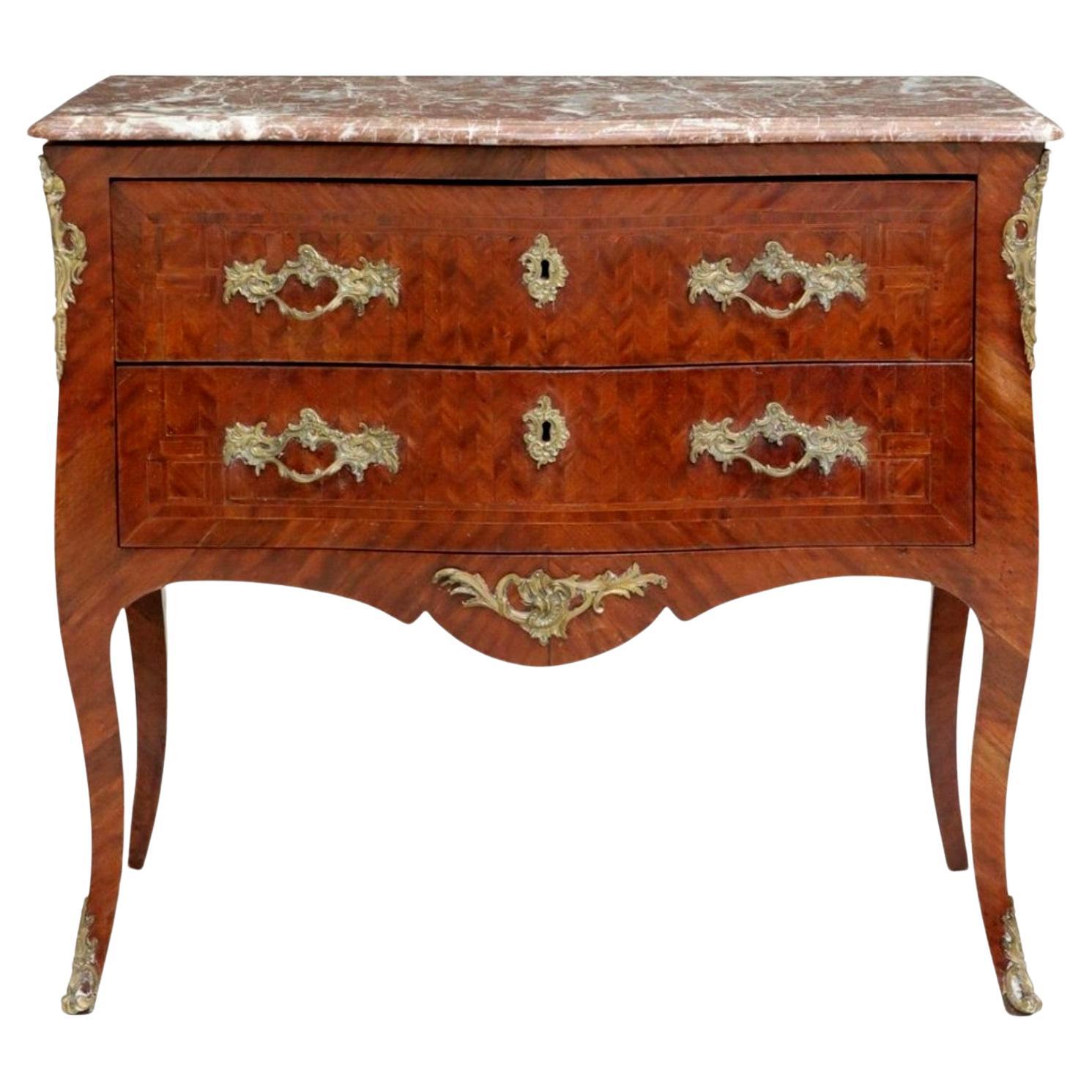 19th Century French Louis XV Style Bombe Commode Sauteuse  For Sale