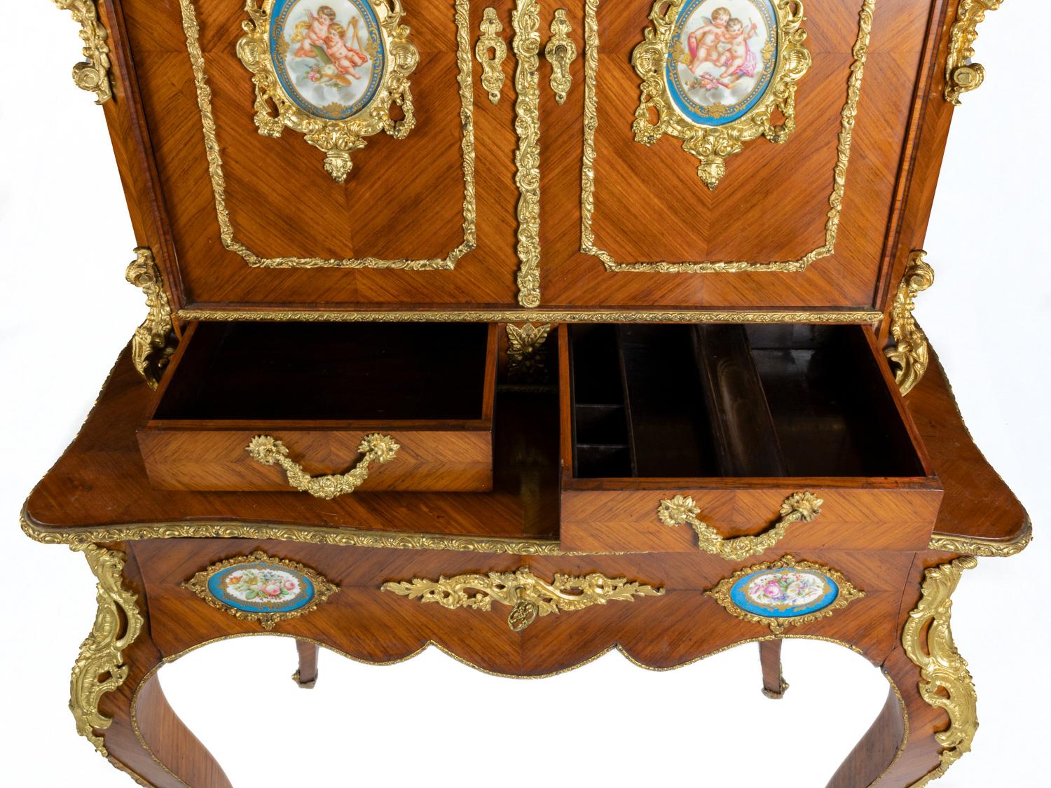 Gilt 19th Century French Louis XV Style Bonheur du Jour For Sale