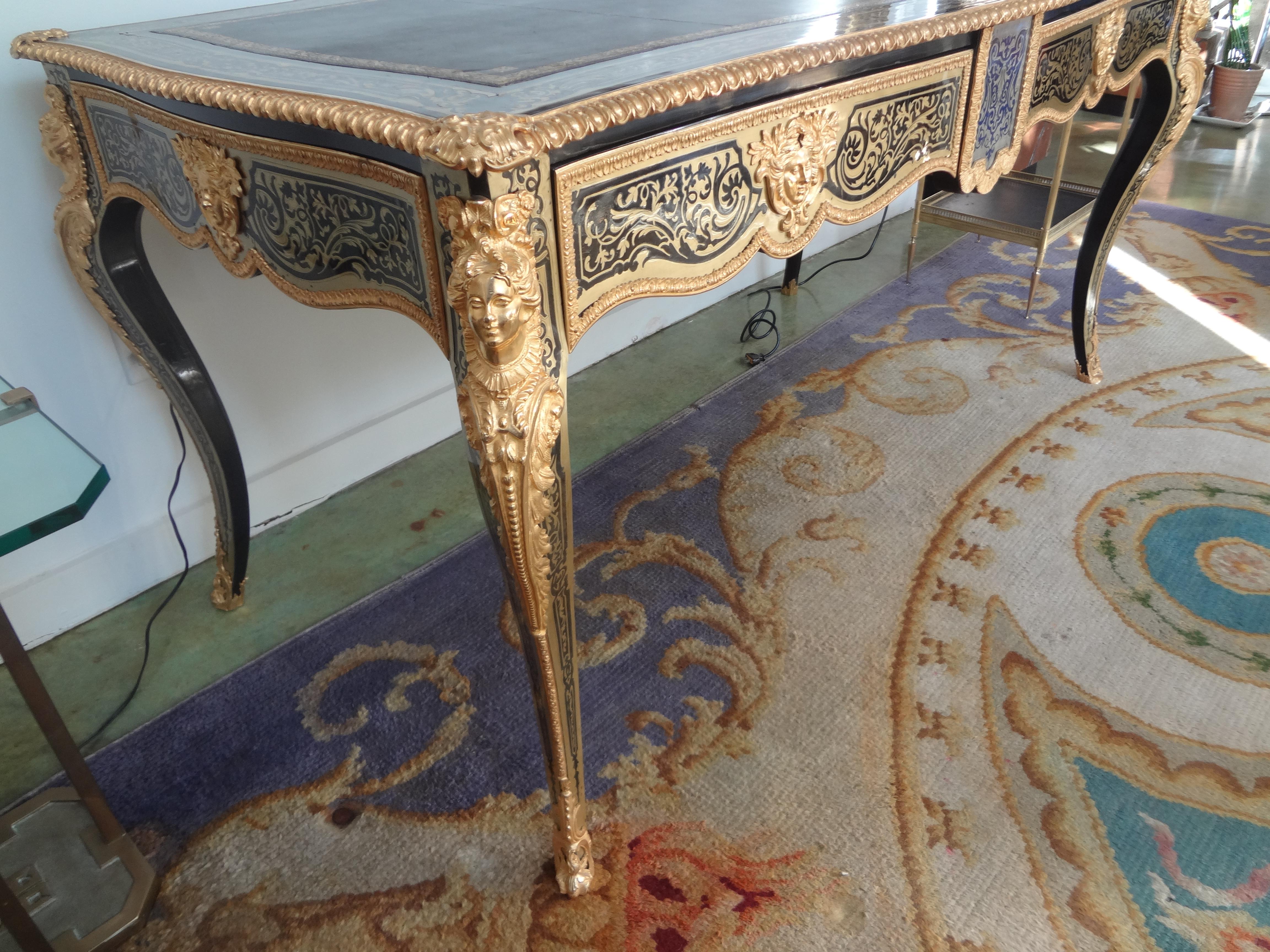 19th Century French Louis XV Style Boulle Bureau Plat For Sale 6