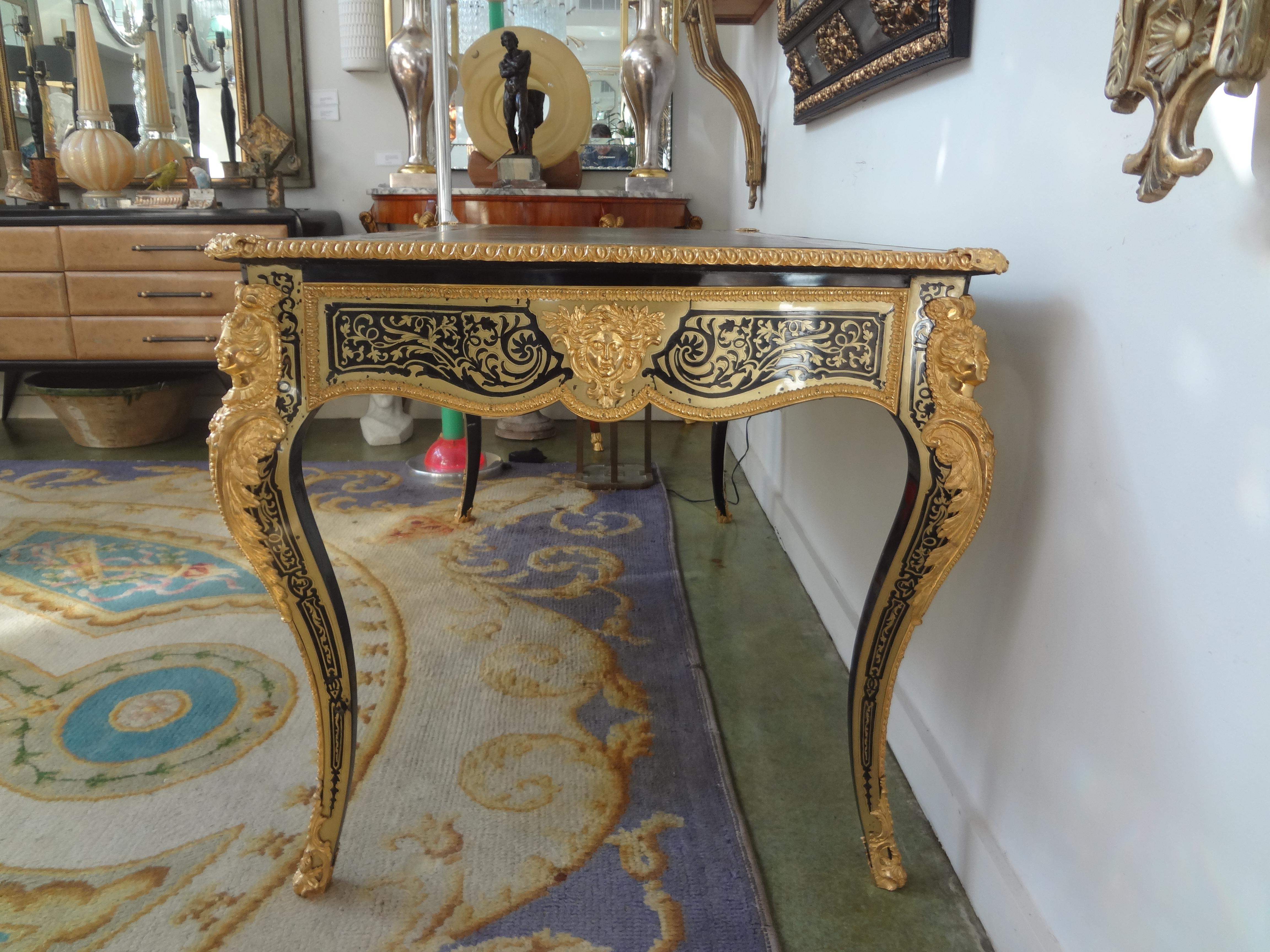 19th Century French Louis XV Style Boulle Bureau Plat For Sale 7