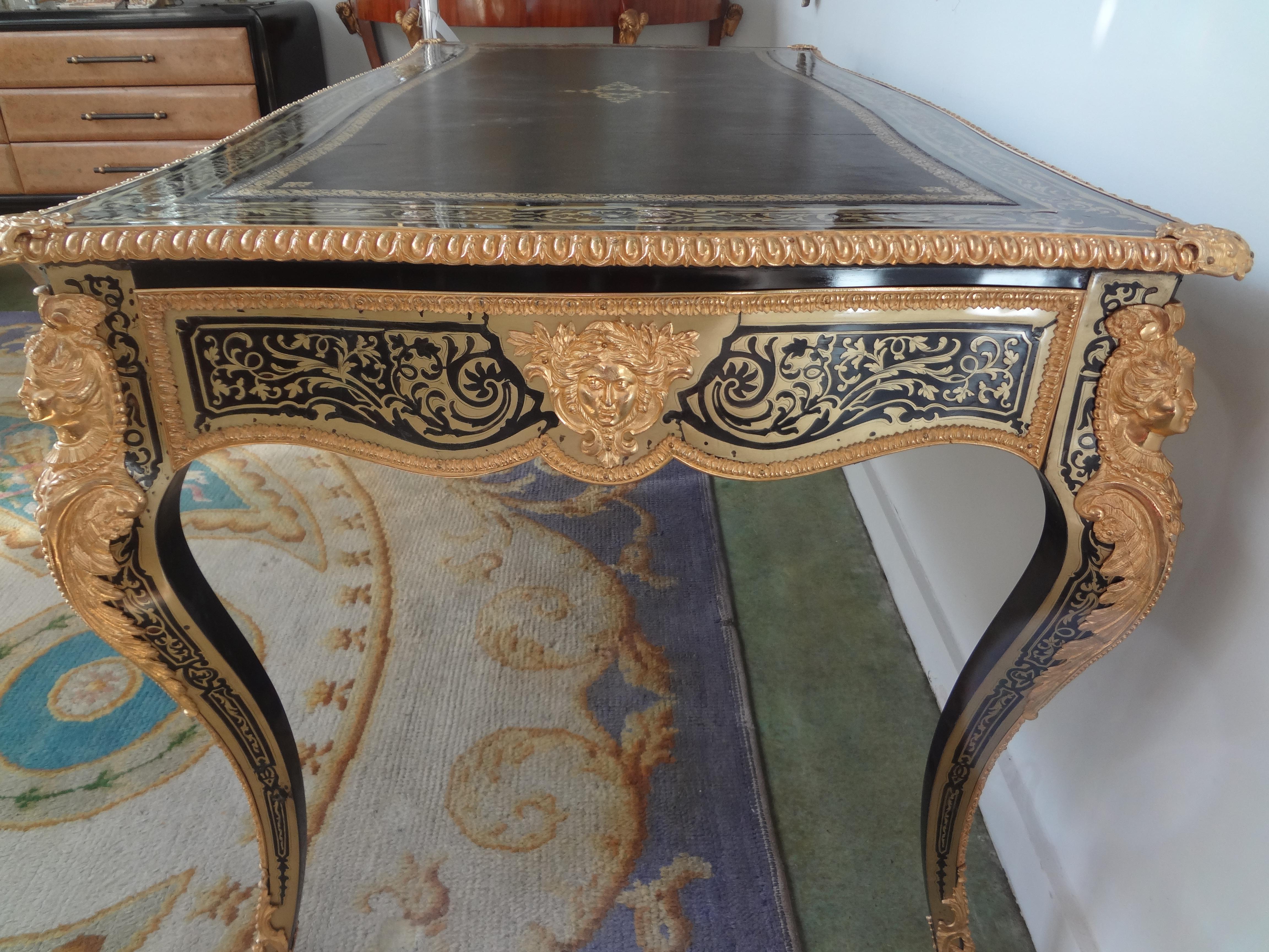 19th Century French Louis XV Style Boulle Bureau Plat For Sale 8