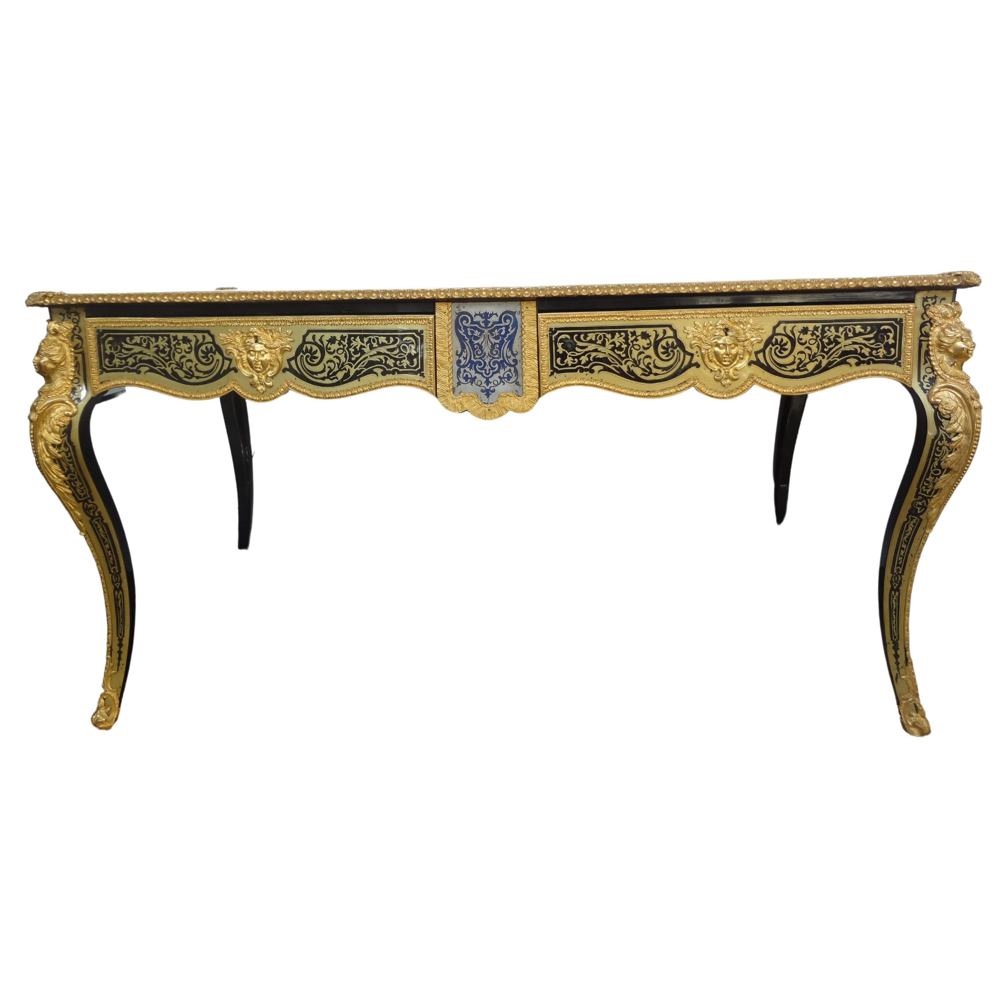 19th Century French Louis XV Style Boulle Bureau Plat For Sale 9