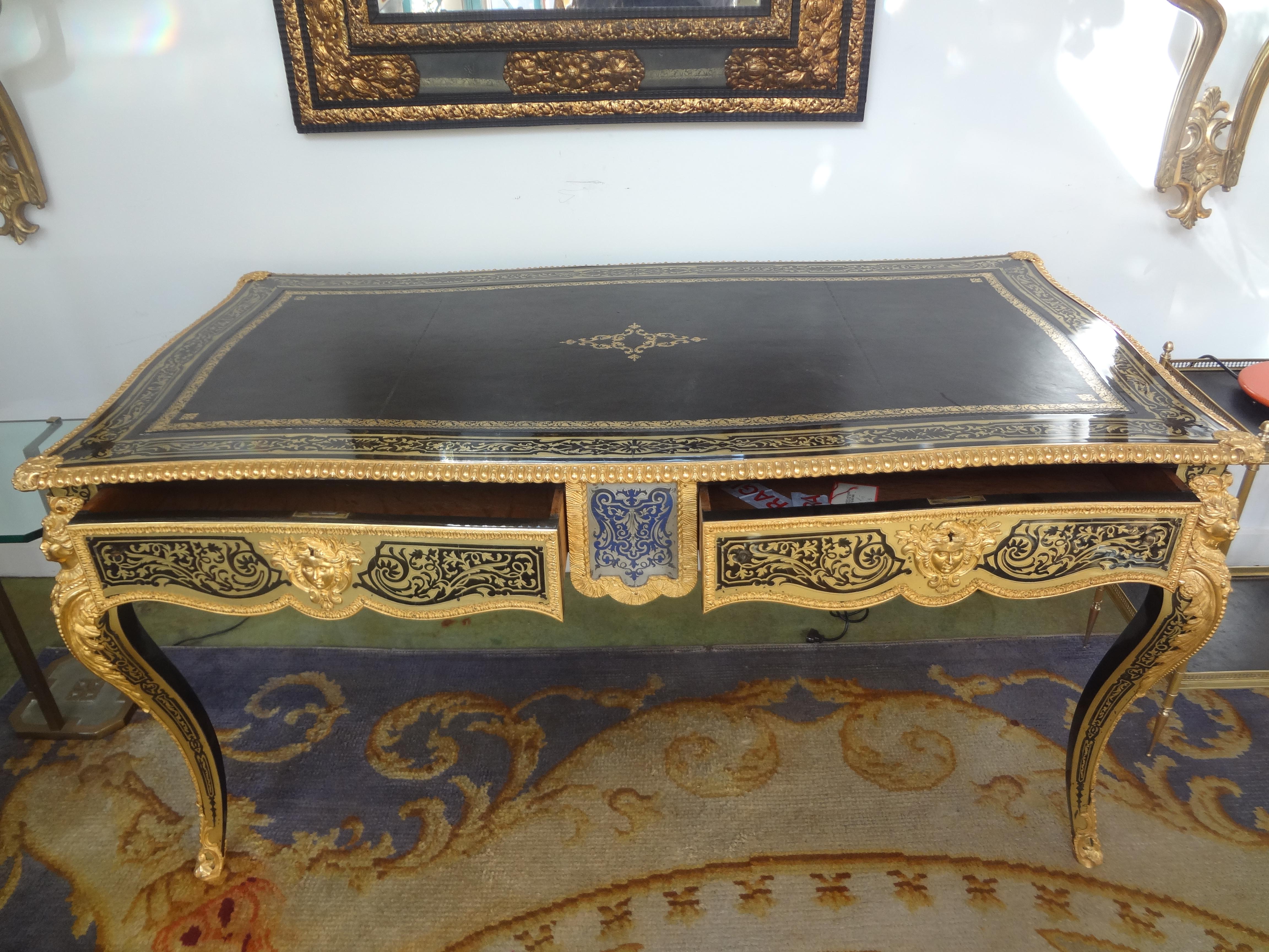 19th Century French Louis XV Style Boulle Bureau Plat For Sale 2