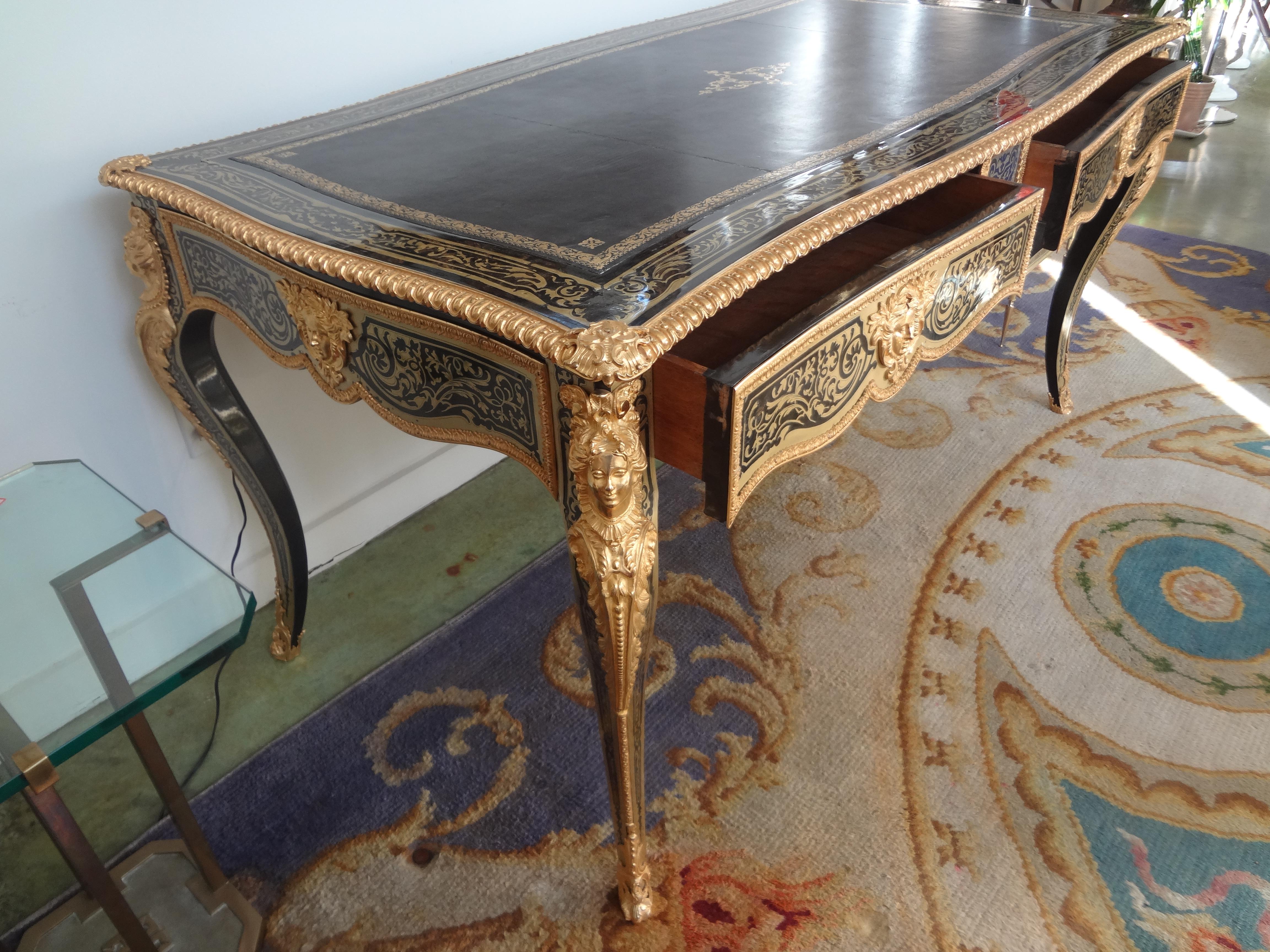 19th Century French Louis XV Style Boulle Bureau Plat For Sale 3