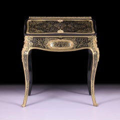 19th Century French Louis XV Style Boulle Ladies Bombe Bureau