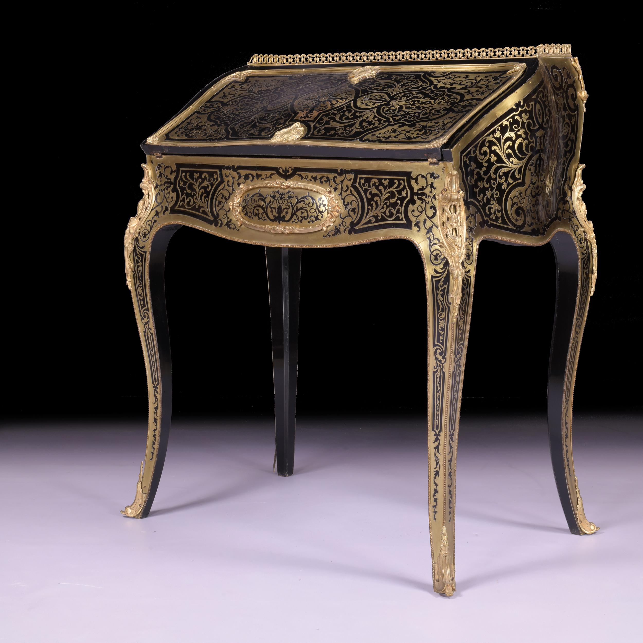 19th Century French Louis XV Style Boulle Ladies Bombe Bureau In Good Condition For Sale In Dublin, IE