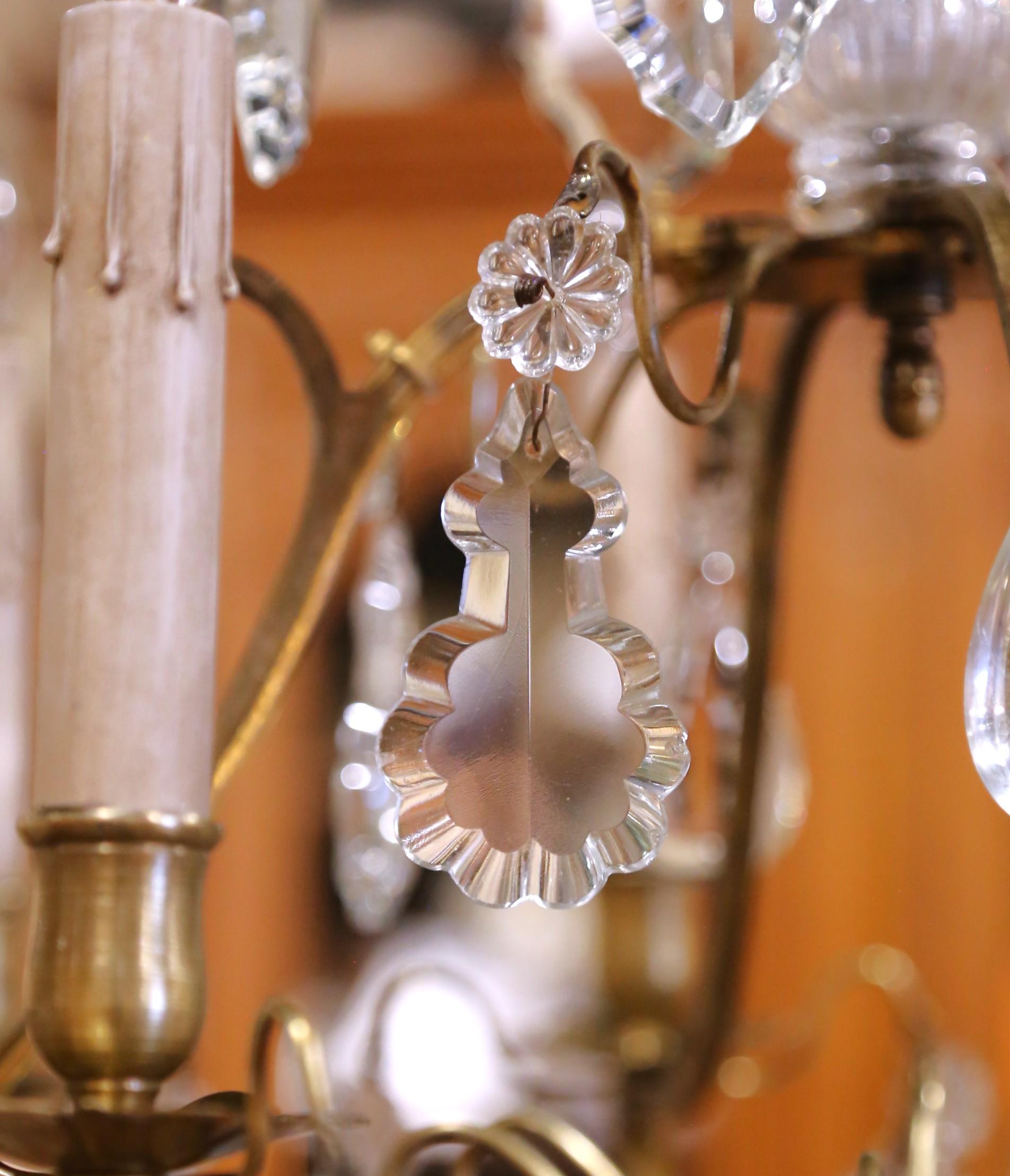 19th Century French Louis XV Style Bronze and Glass Eight-Light Chandelier For Sale 1