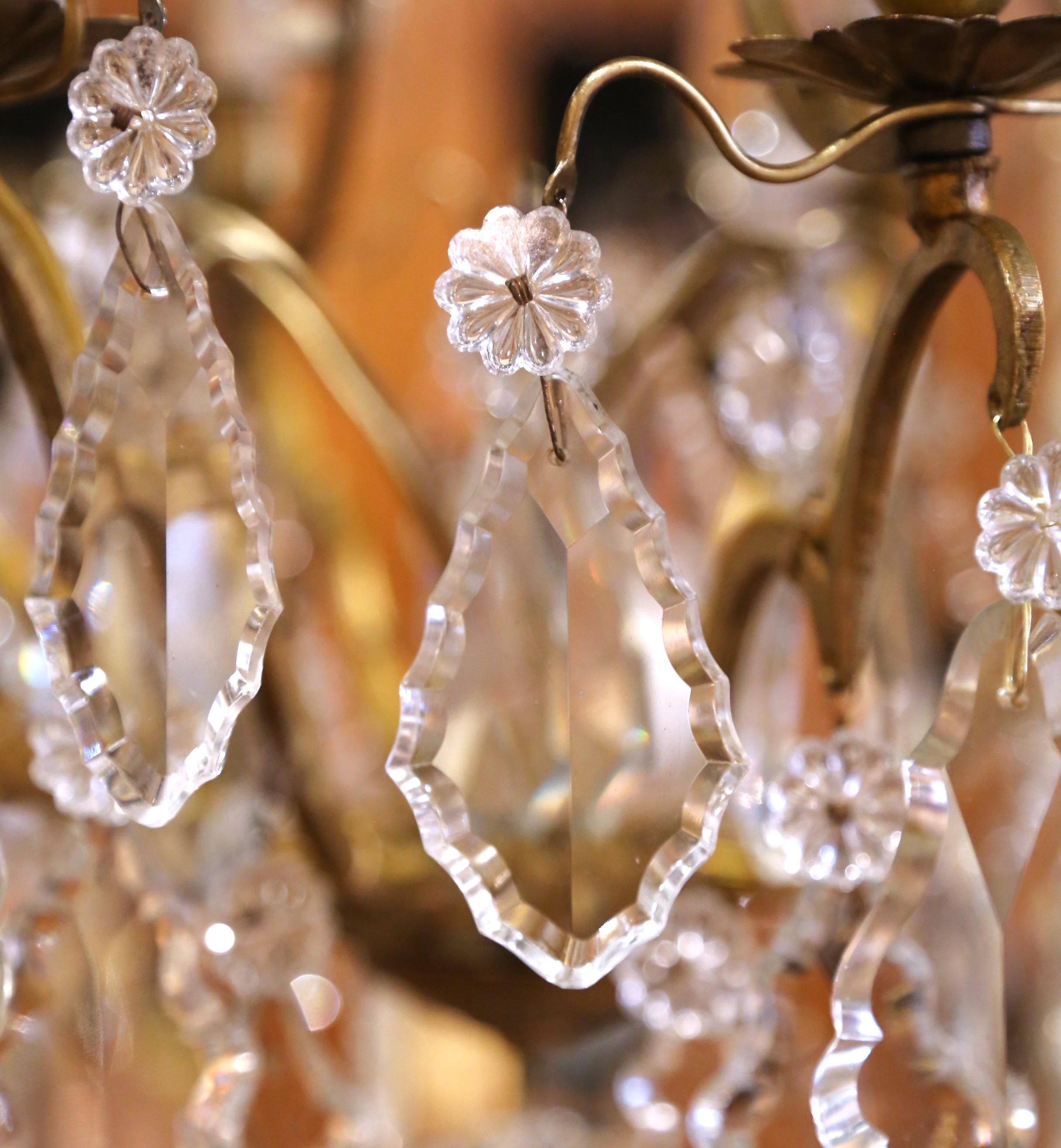 19th Century French Louis XV Style Bronze and Glass Eight-Light Chandelier For Sale 2