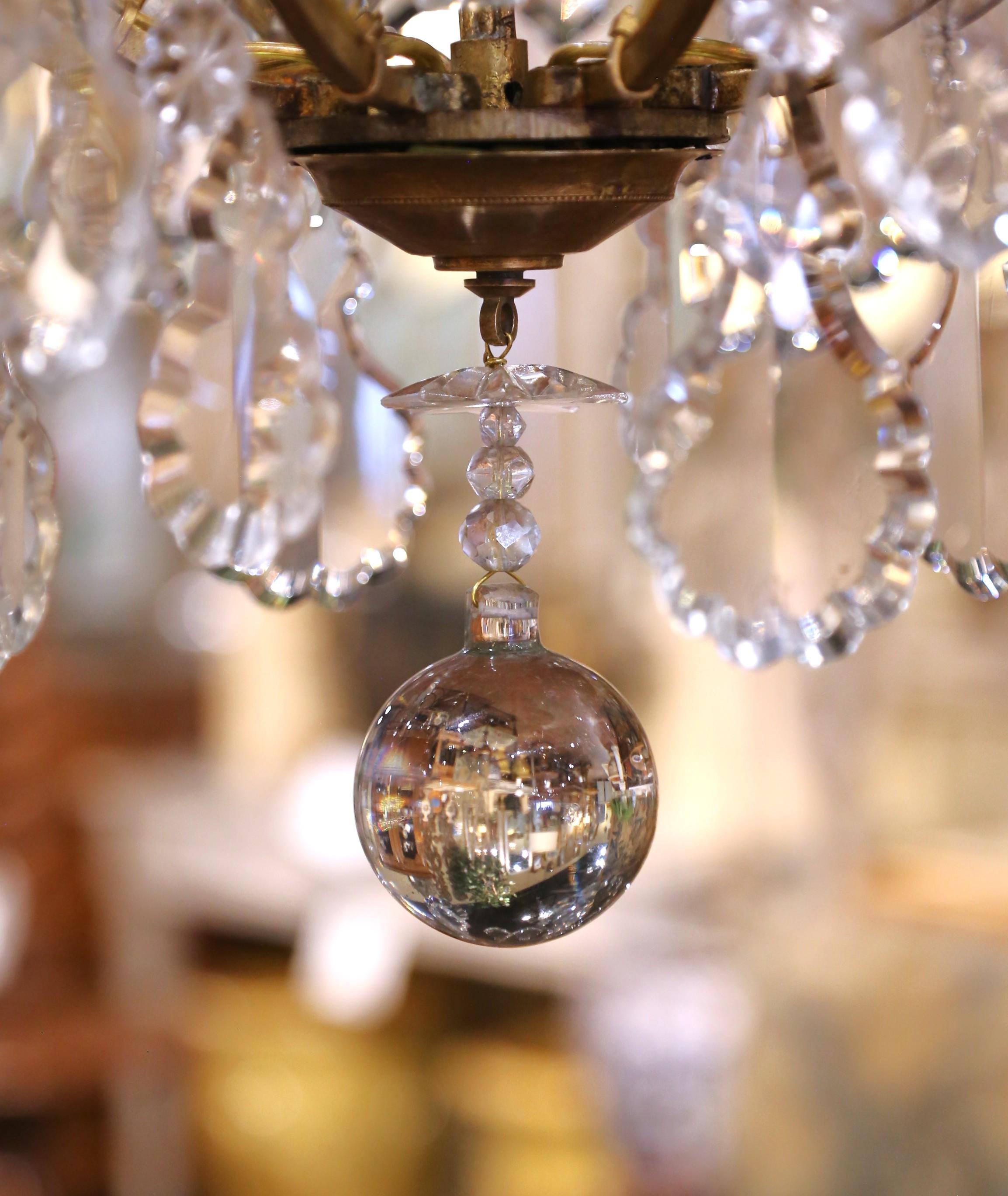 19th Century French Louis XV Style Bronze and Glass Eight-Light Chandelier For Sale 3