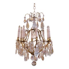 19th Century French Louis XV Style Bronze and Glass Eight-Light Chandelier