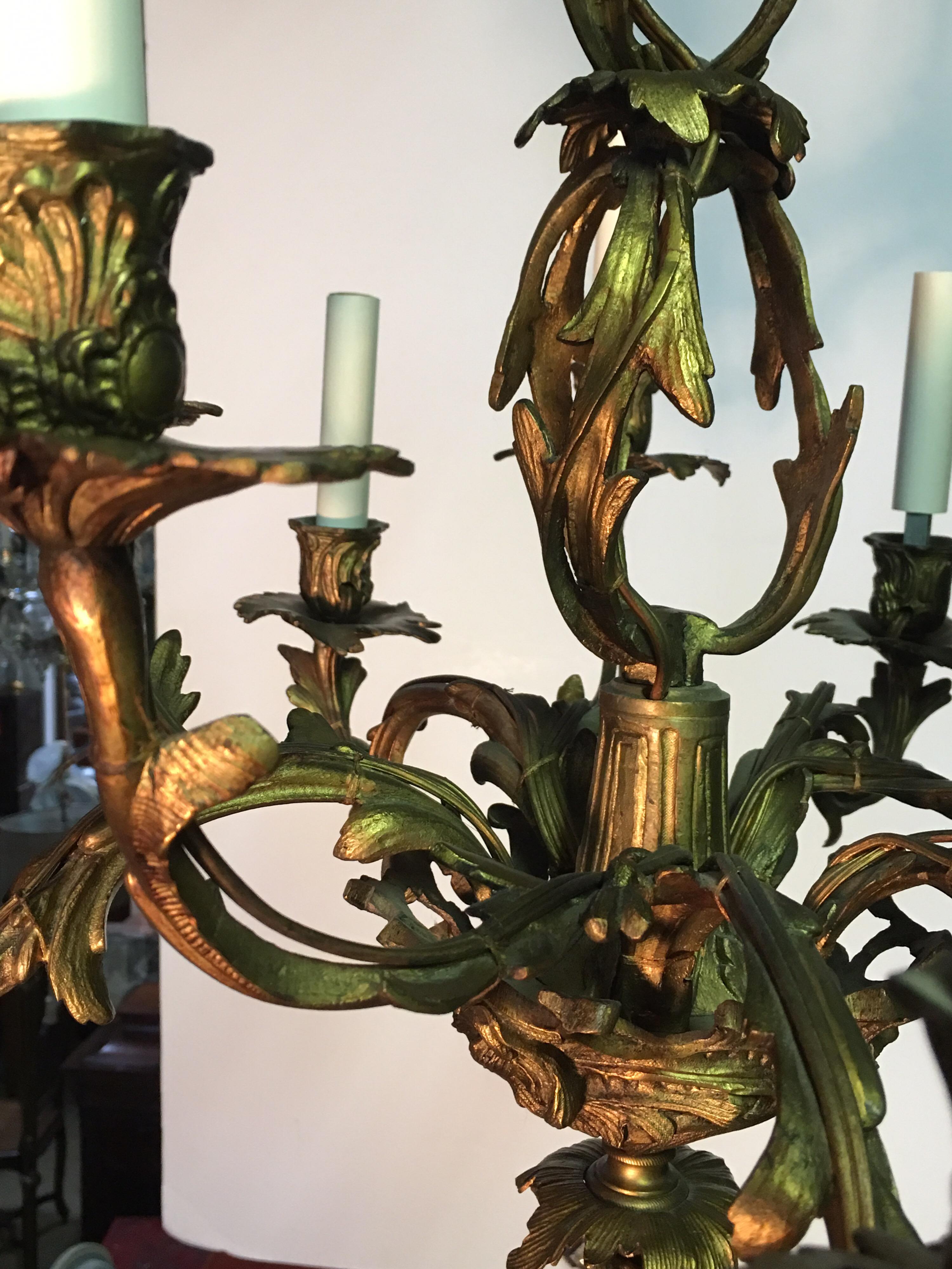 19th Century French Louis XV Style Bronze Chandelier For Sale 3