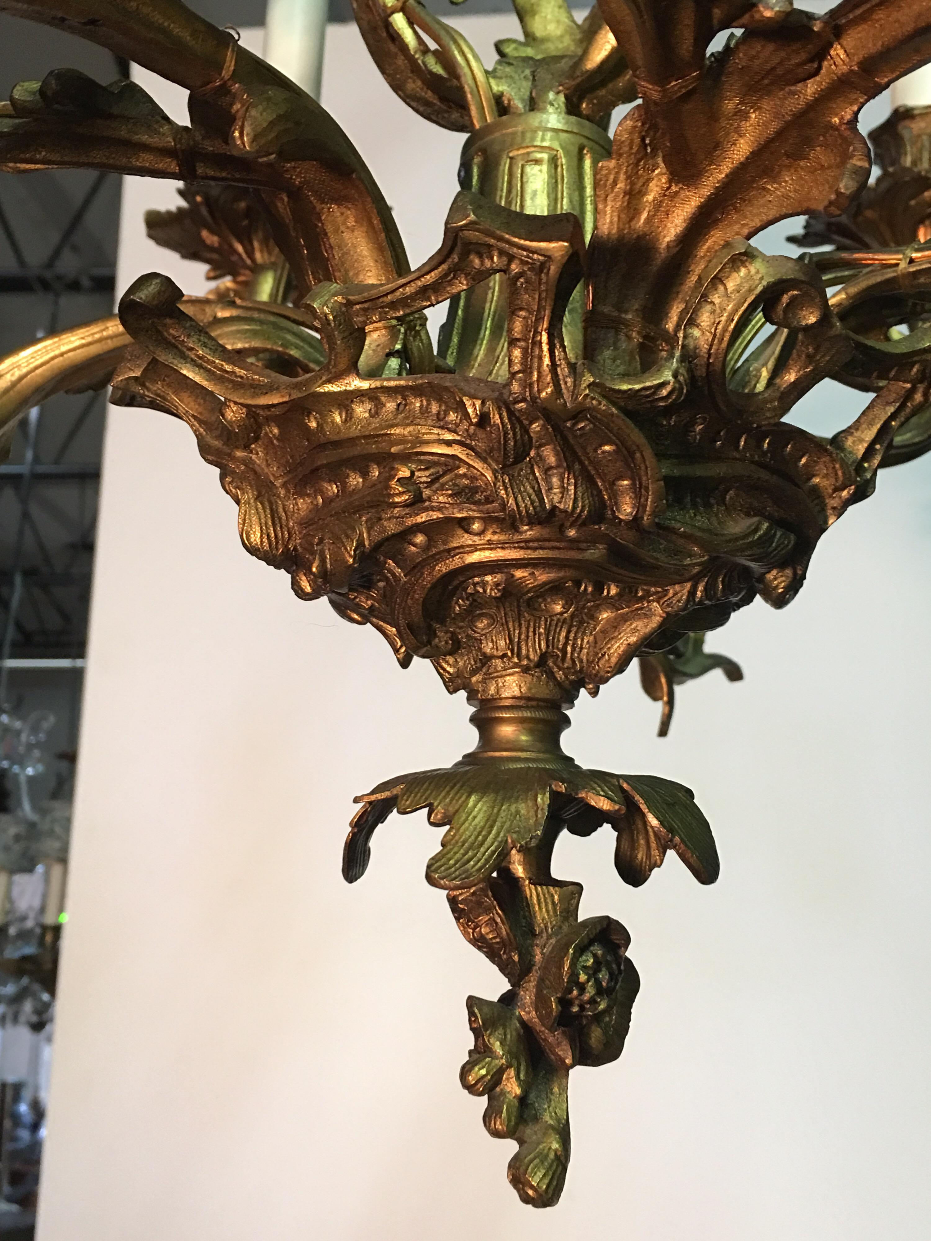Rococo 19th Century French Louis XV Style Bronze Chandelier For Sale