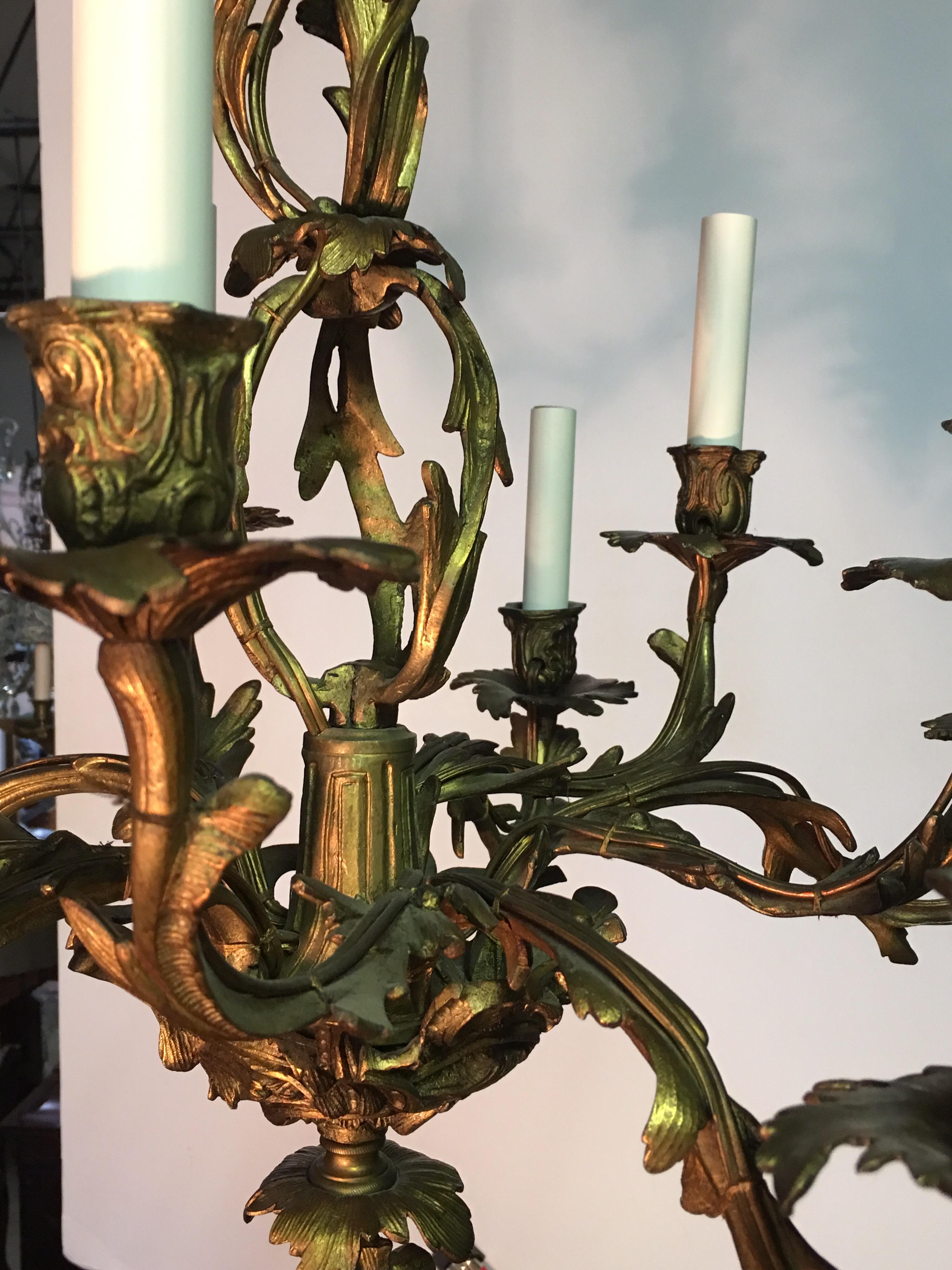 19th Century French Louis XV Style Bronze Chandelier For Sale 1