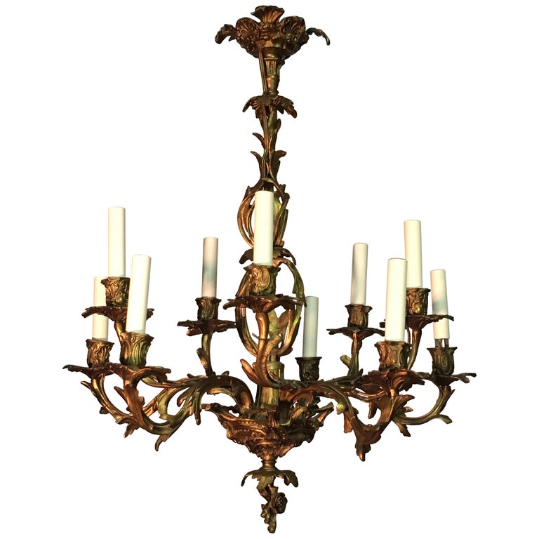 19th Century French Louis XV Style Bronze Chandelier For Sale at 1stDibs