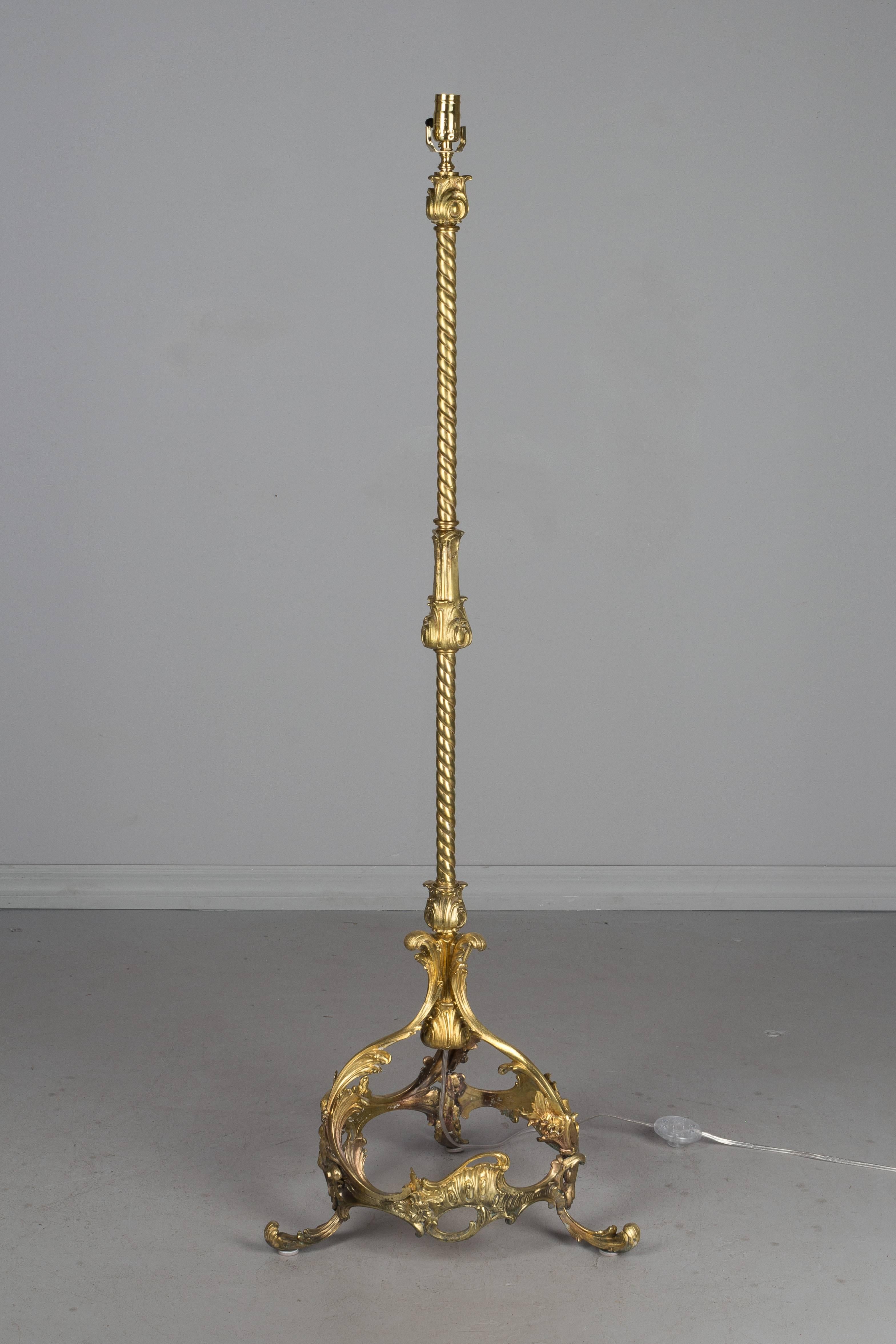 Gilt French Louis XV Style Bronze Floor Lamp