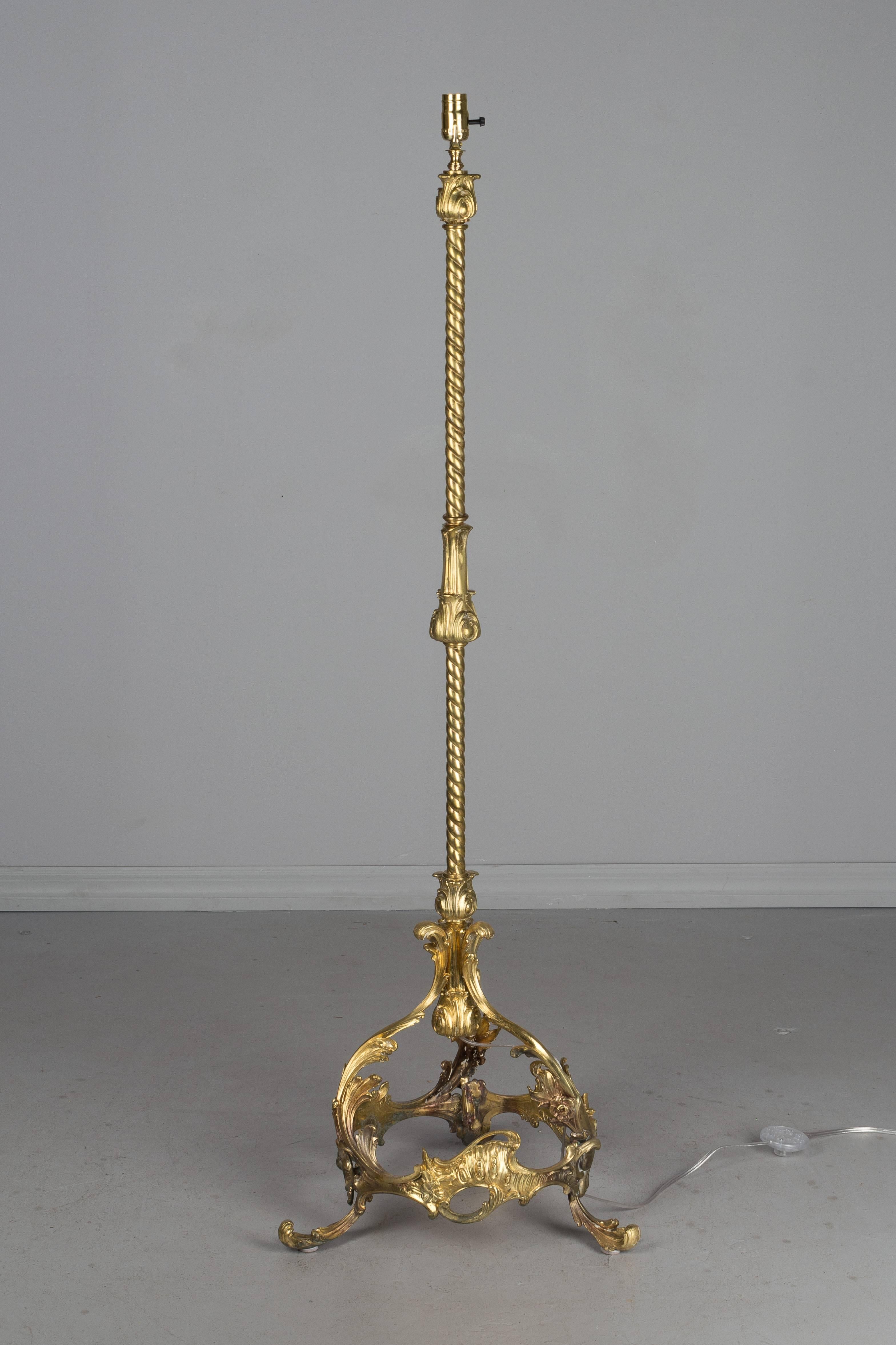 19th Century French Louis XV Style Bronze Floor Lamp