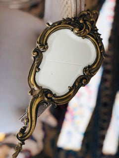 19th Century French Louis XV Style Bronze Mirror with Crystal Glass