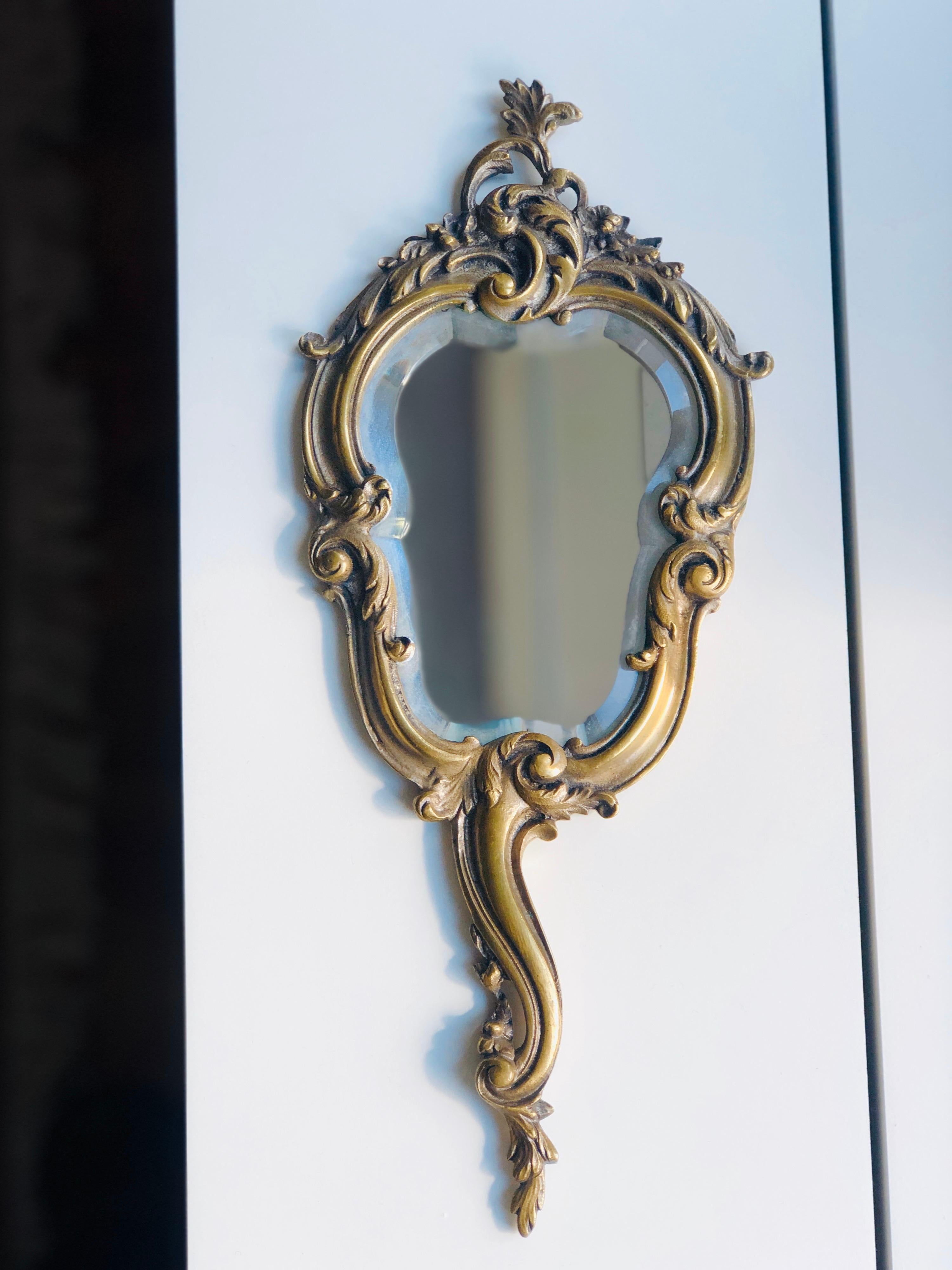 19th Century French Louis XV Style Bronze Mirror with Crystal Glass In Good Condition For Sale In Sofia, BG