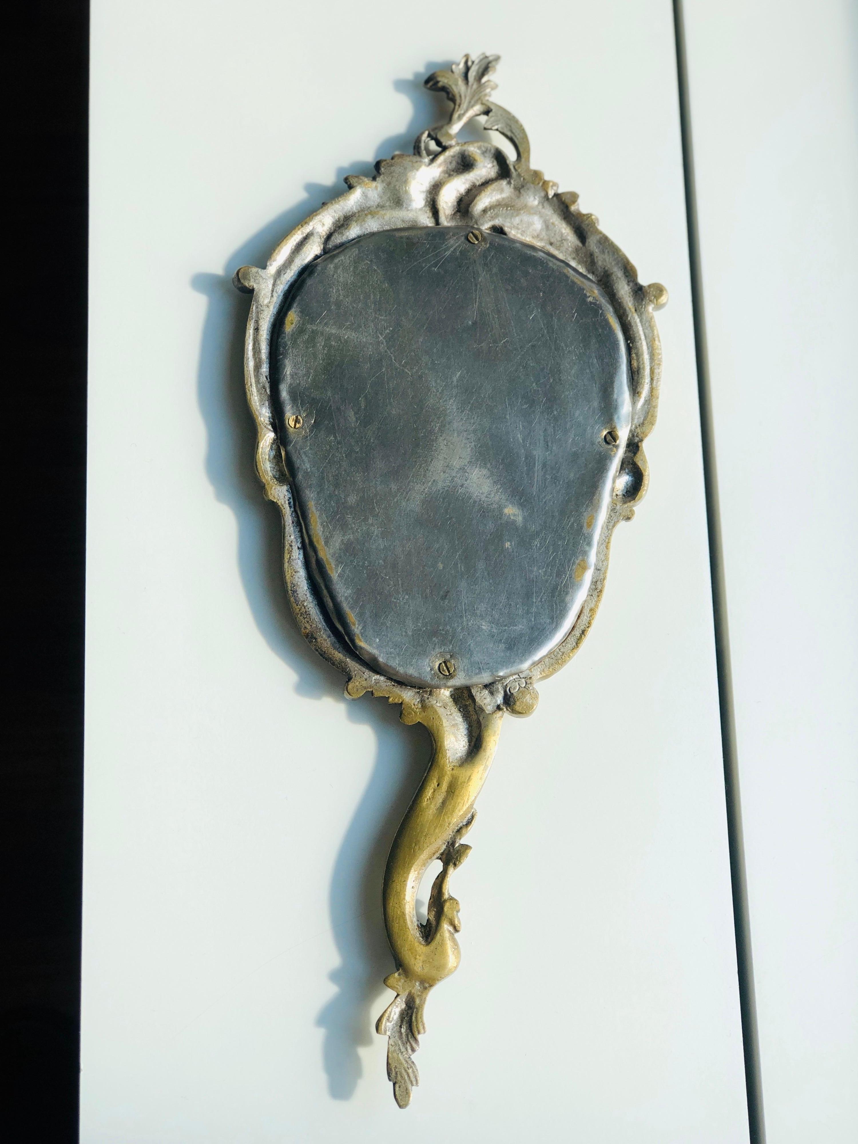 19th Century French Louis XV Style Bronze Mirror with Crystal Glass For Sale 2