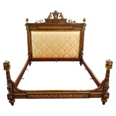19th Century French Louis XV Style Bronze Mounted Mahogany European King Bed
