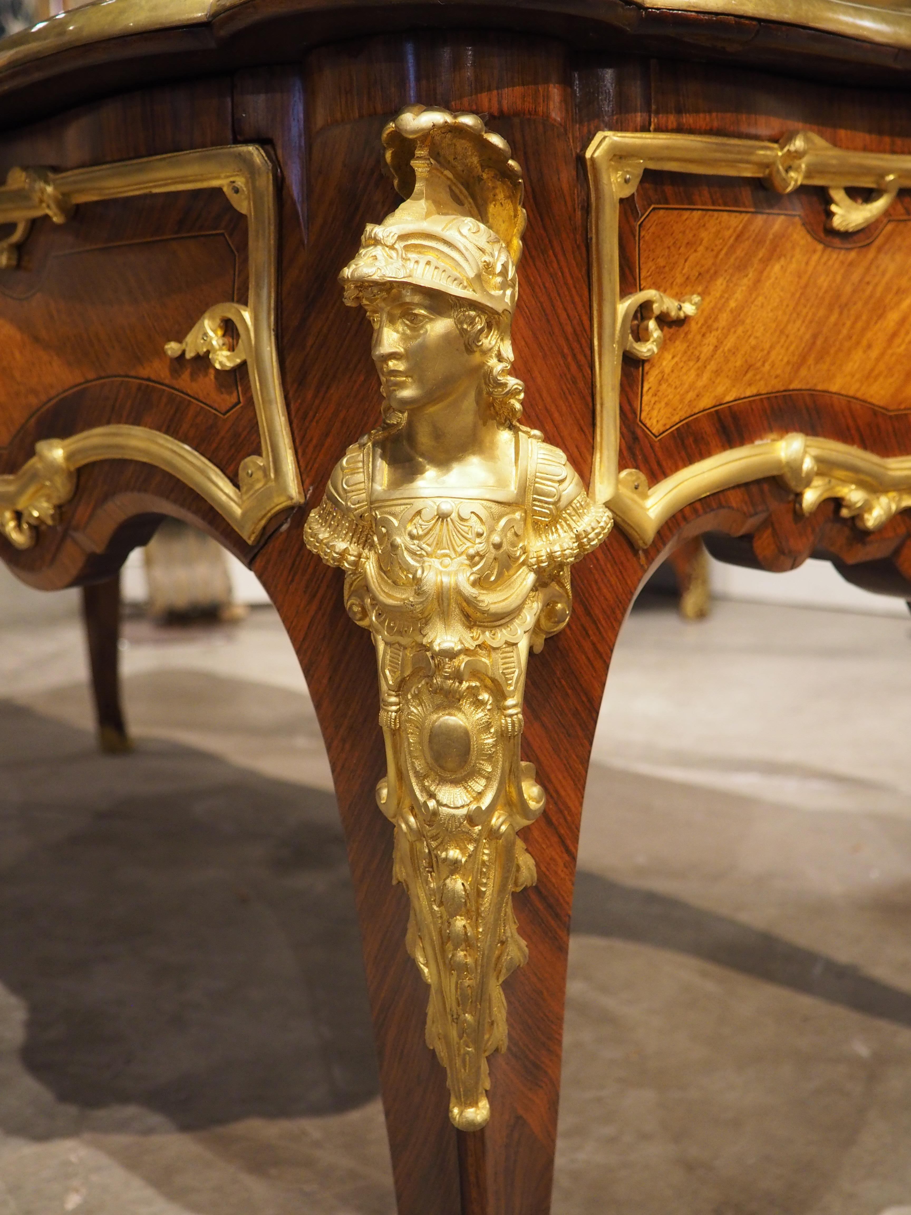 19th Century French Louis XV Style Bureau Plat “à Têtes De Guerriers Antiques” For Sale 1