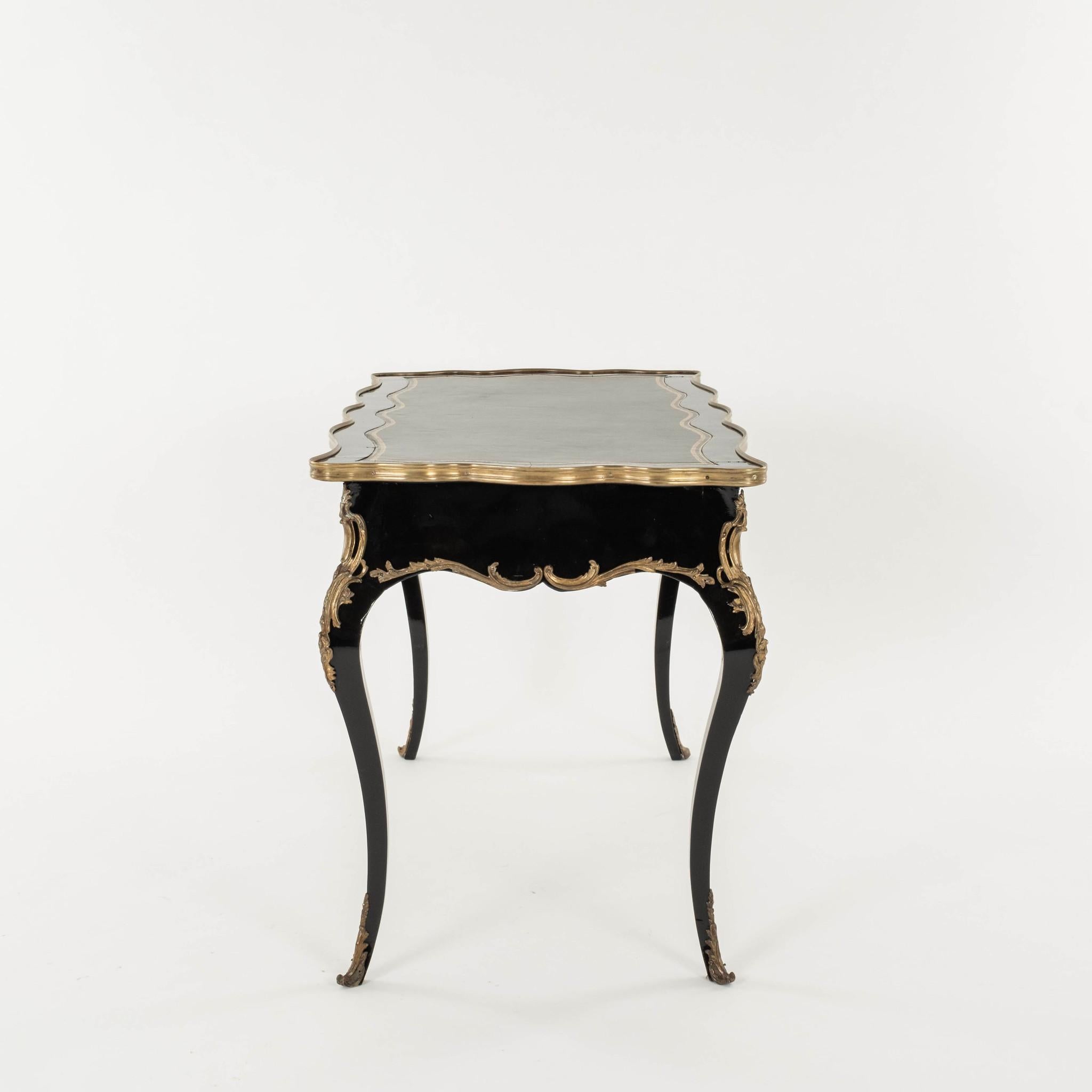Ebonized 19th Century French Louis XV Style Bureau Plat For Sale