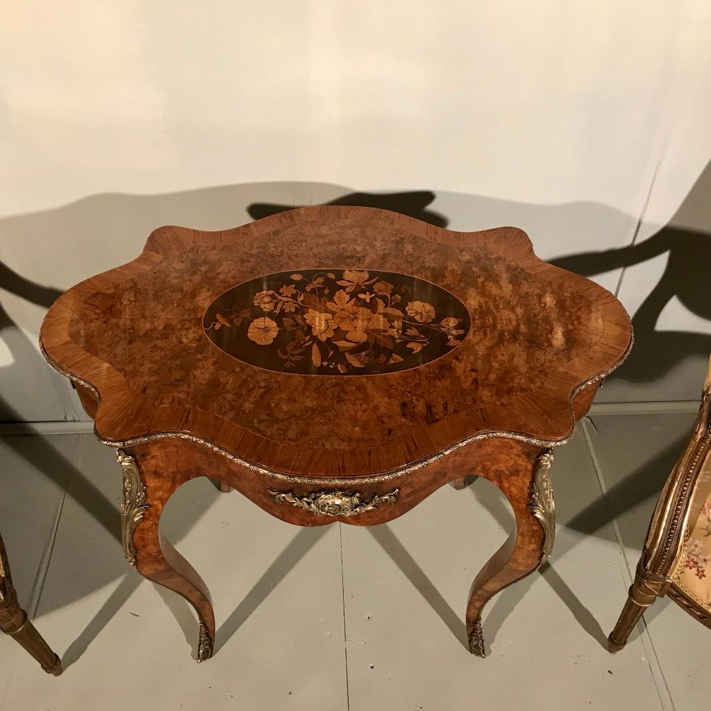 19th Century French Louis XV Style Burr Walnut Centre Table with Marquetry 5