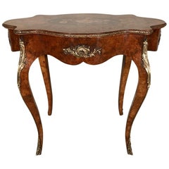 Antique 19th Century French Louis XV Style Burr Walnut Centre Table with Marquetry
