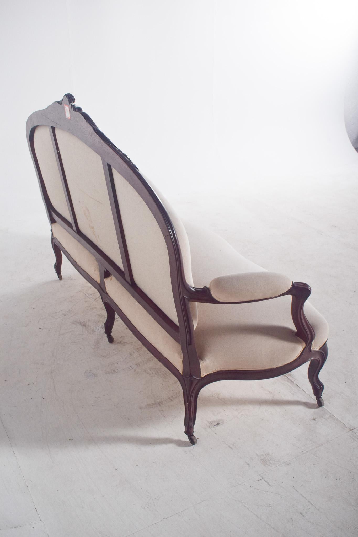 Canape francés del siglo XIX estilo Luis XV en madera de palisandro en venta 3