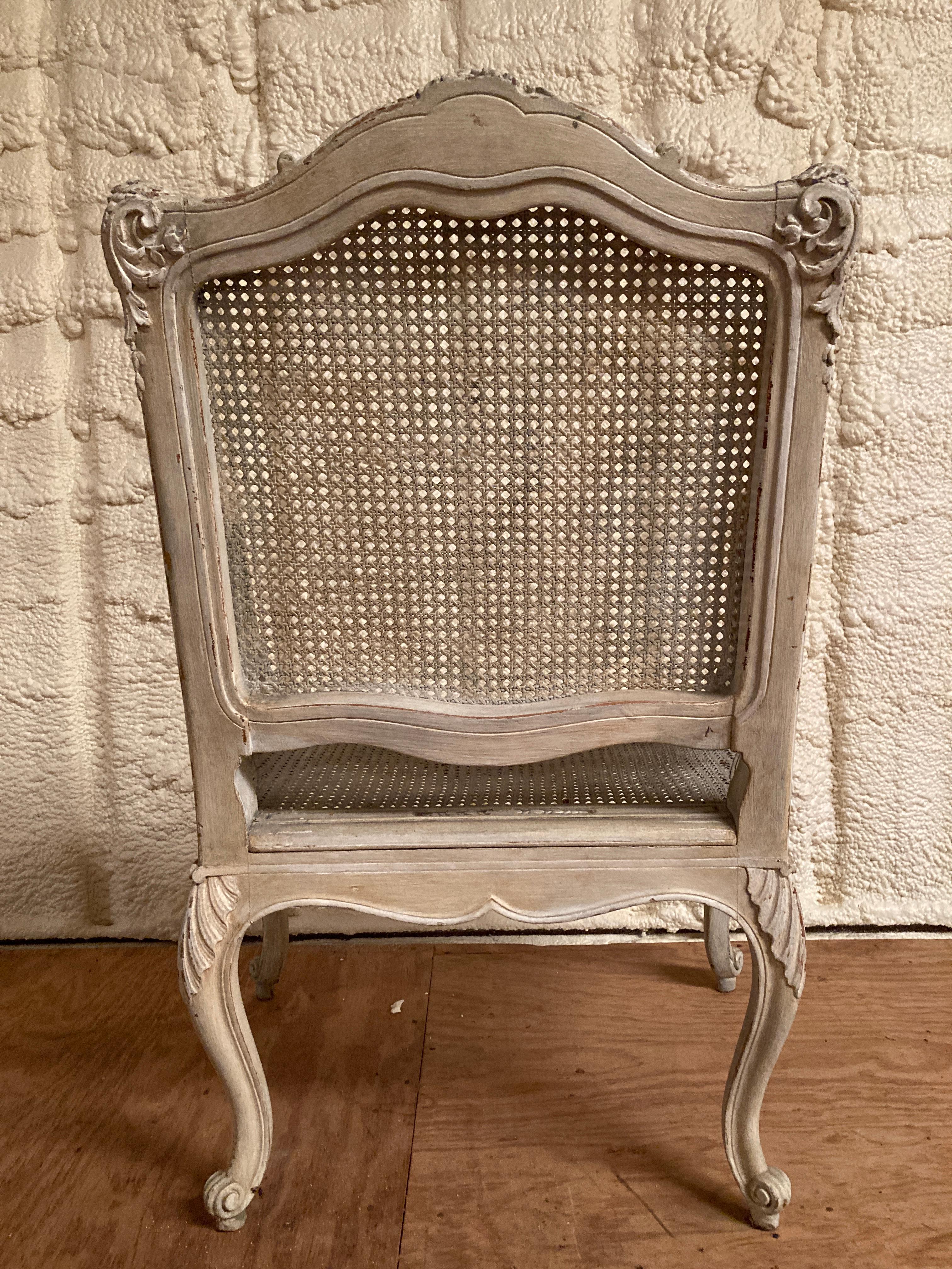 19th Century French Louis XV Style Caned Bergere with a Painted Finish For Sale 3
