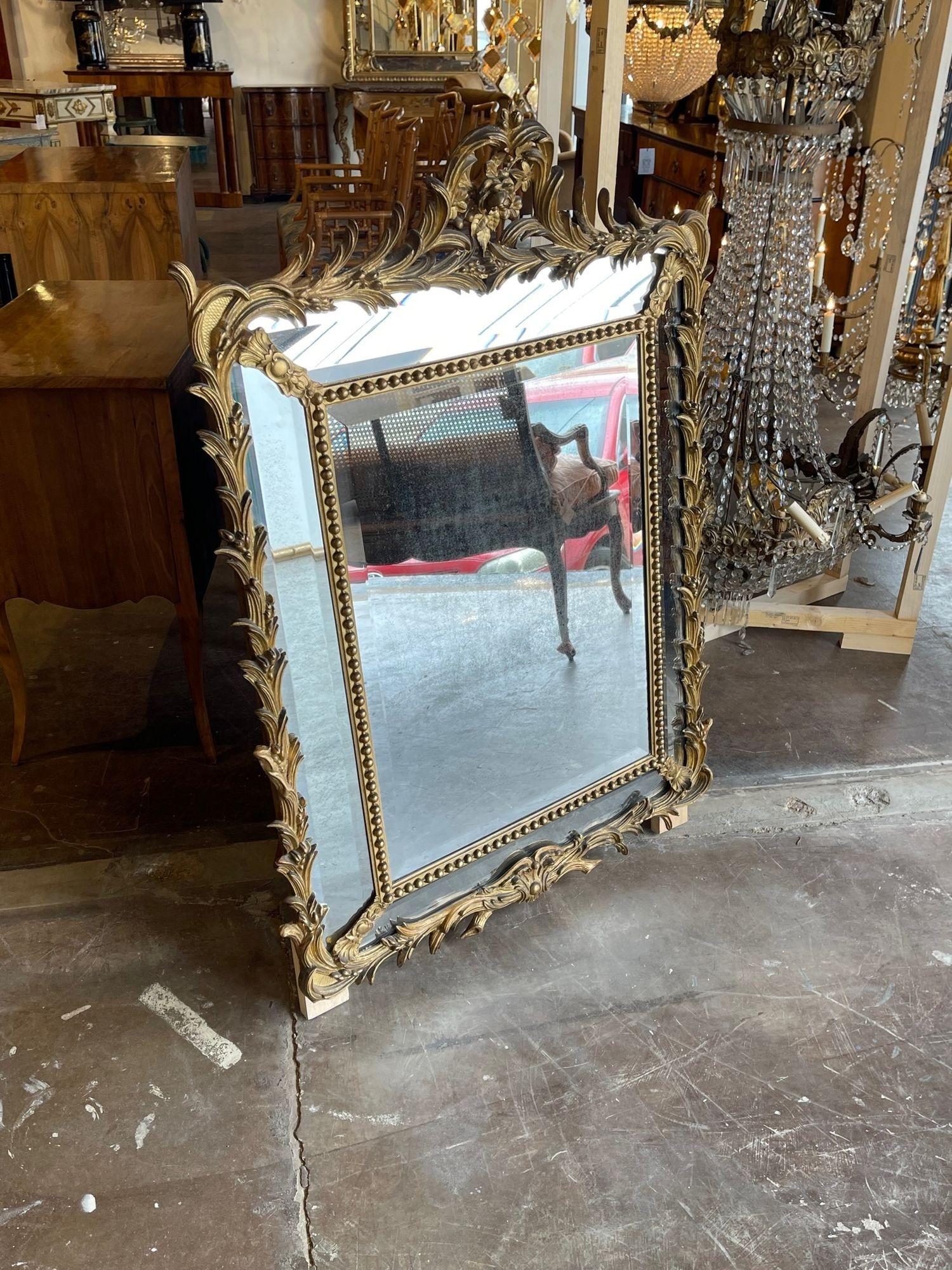 19th Century, French, Louis XV Style Carved and Gilt Wood Mirror For Sale 7