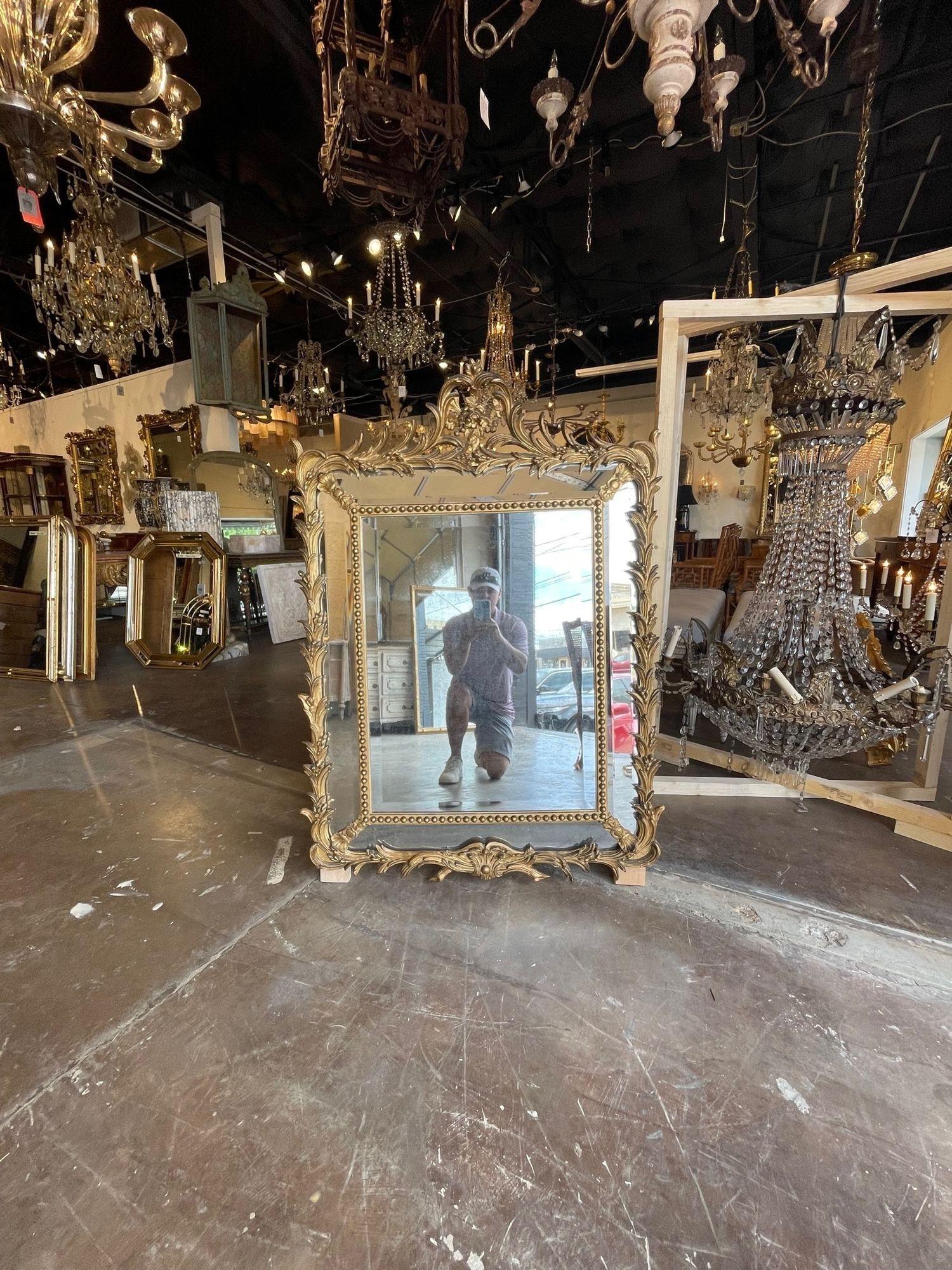 19th Century, French, Louis XV Style Carved and Gilt Wood Mirror In Good Condition For Sale In Dallas, TX