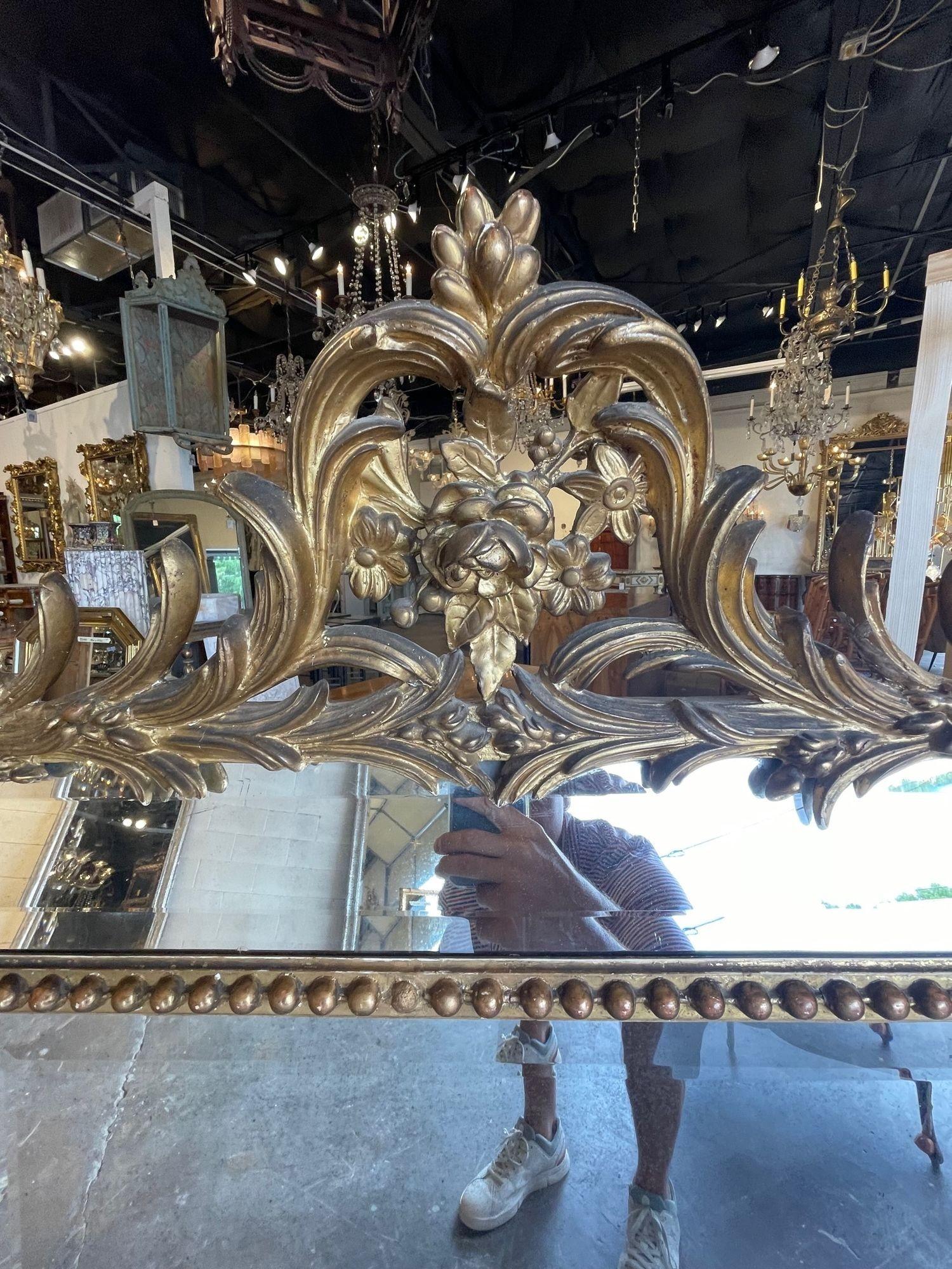 19th Century, French, Louis XV Style Carved and Gilt Wood Mirror For Sale 1