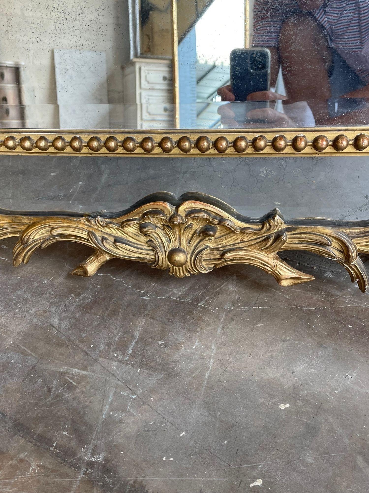 19th Century, French, Louis XV Style Carved and Gilt Wood Mirror 4