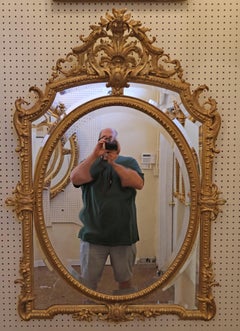 19th Century French Louis XV Style Carved and Giltwood Beveled Mirror