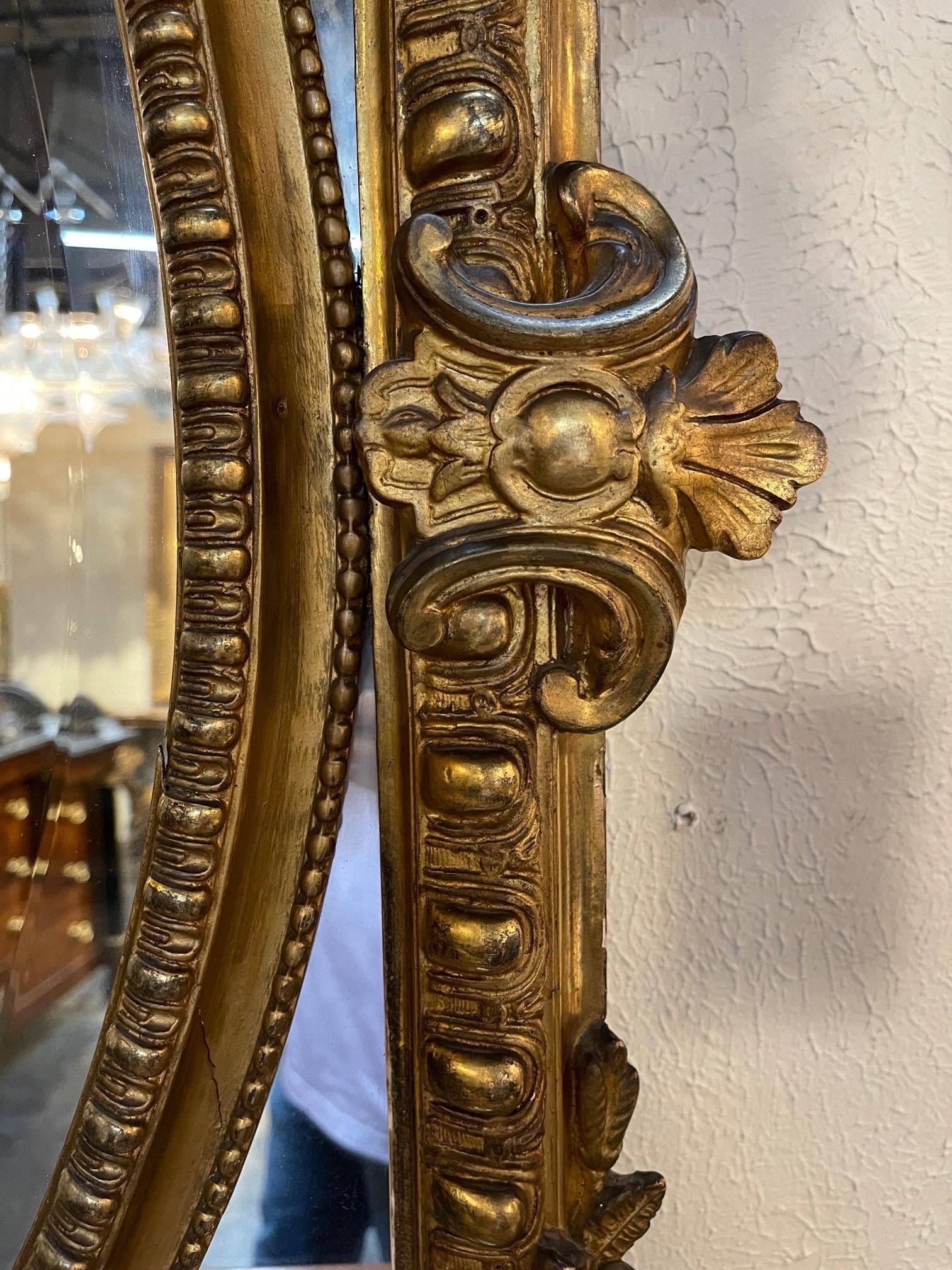 19th Century French Louis XV Style Carved and Giltwood Mirror For Sale 4